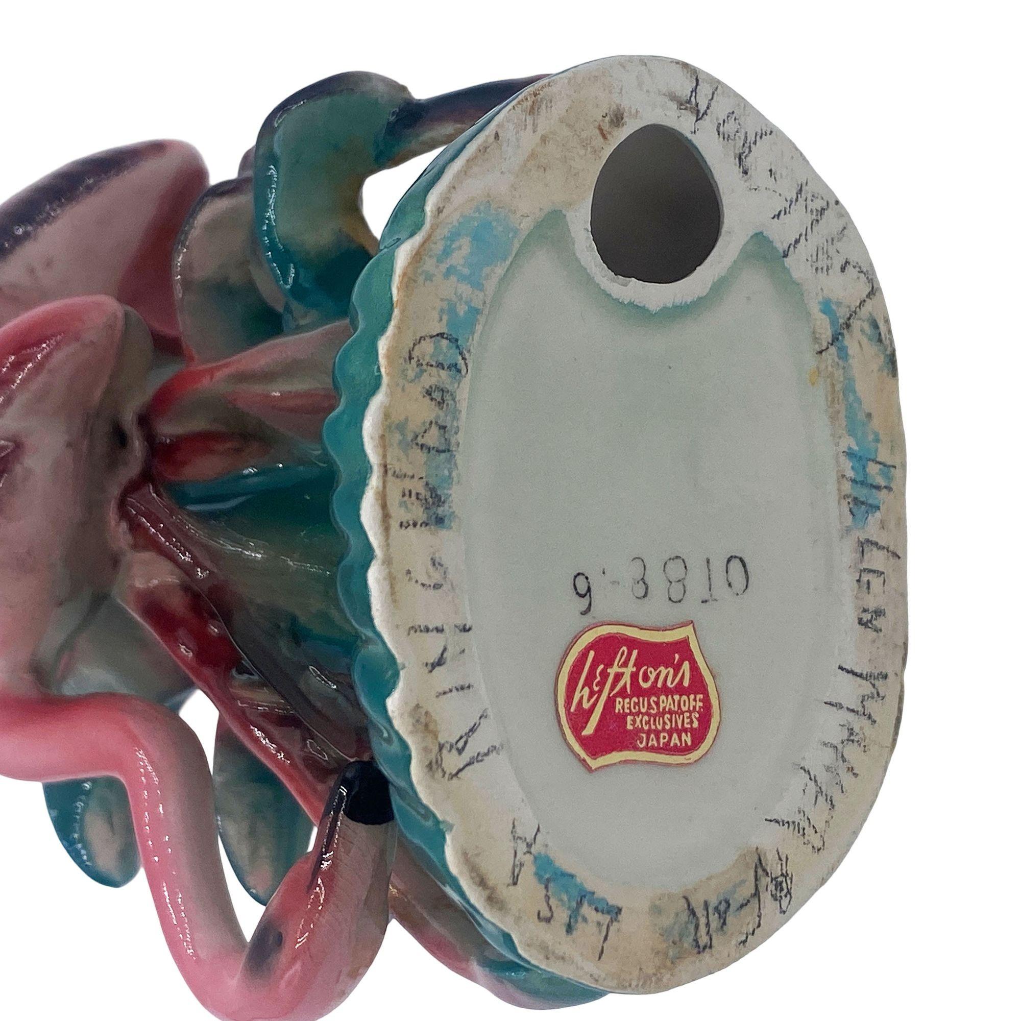 Mid-century Mother & Daughter Pink Flamingo Ceramic Tabletop Statue By Leftons For Sale 1