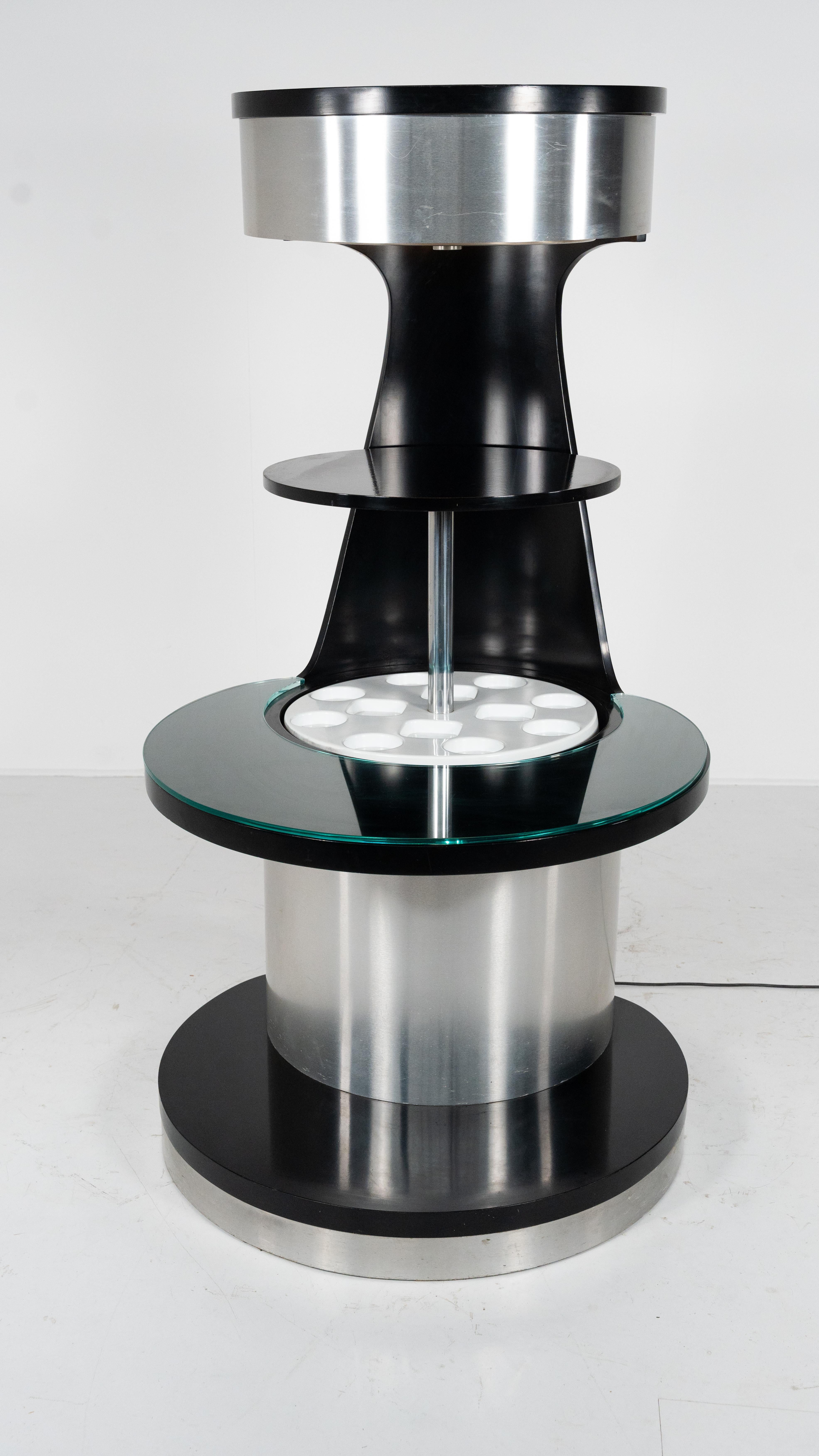 Mid-Century Motorized Bar by Willy Rizzo, Wood Metal and Glass, Italy, 1970s 7