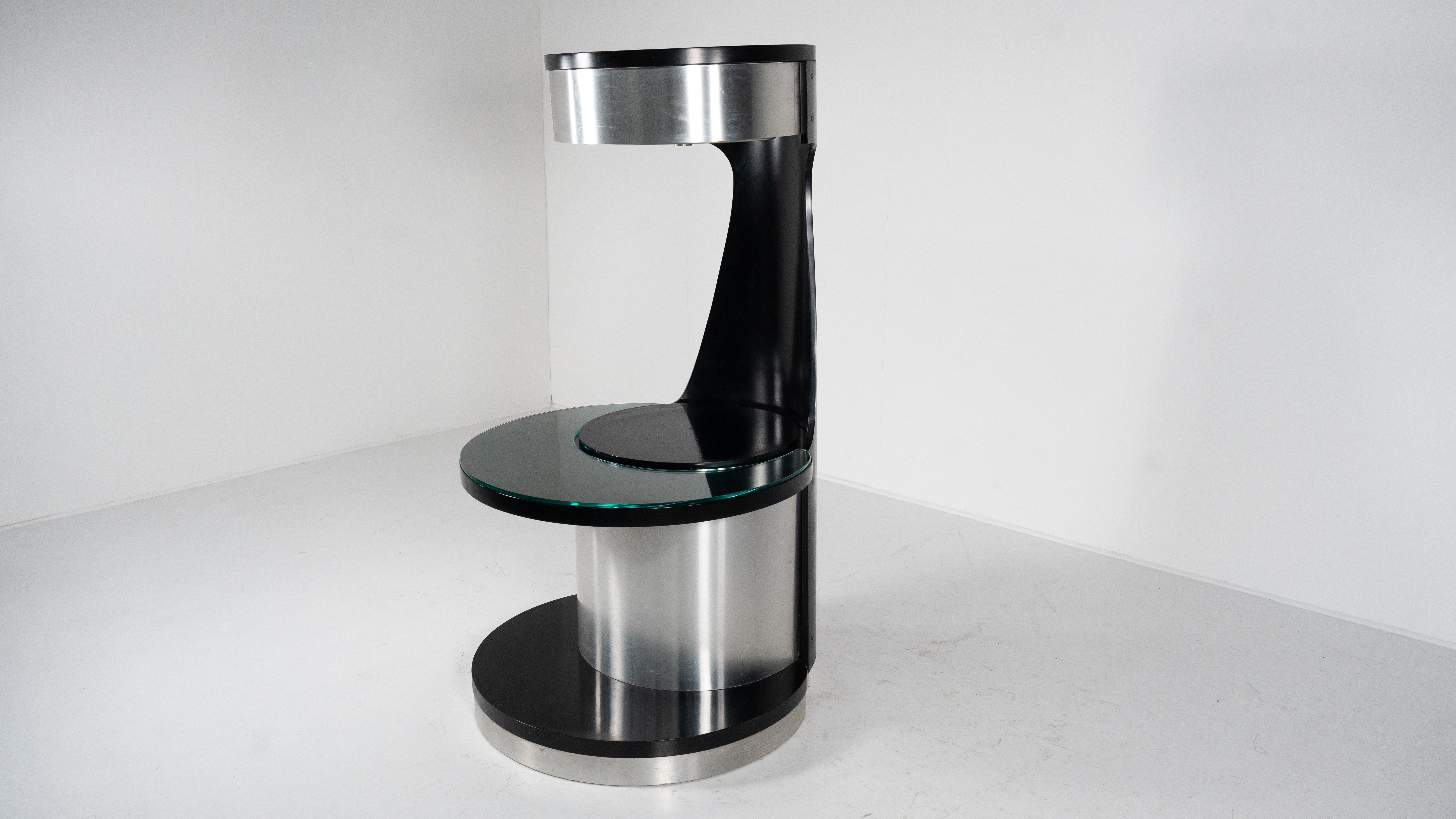 Mid-Century Motorized Bar by Willy Rizzo, Wood Metal and Glass, Italy, 1970s 8