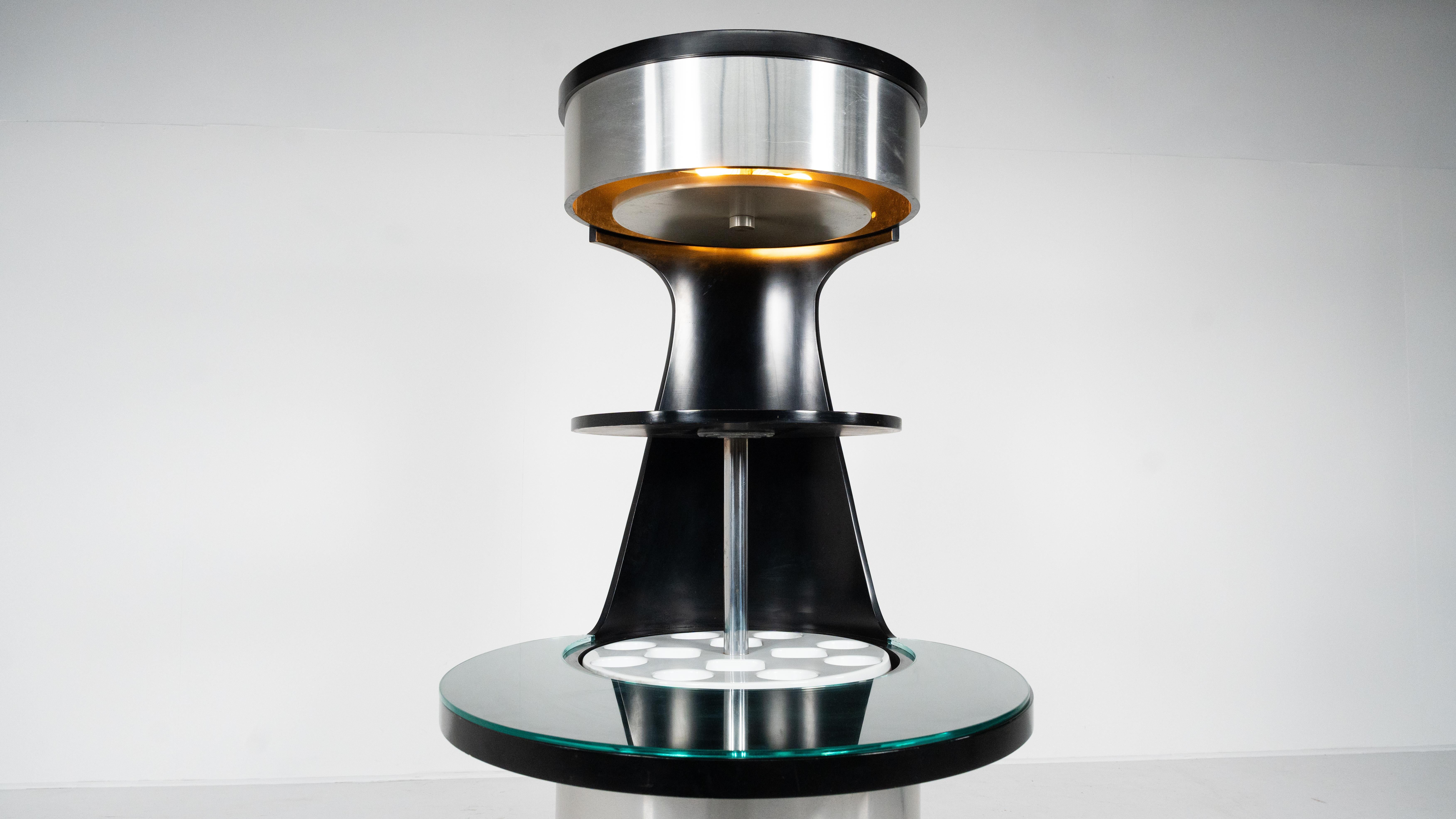 Mid-Century Motorized Bar by Willy Rizzo, Wood Metal and Glass, Italy, 1970s 11