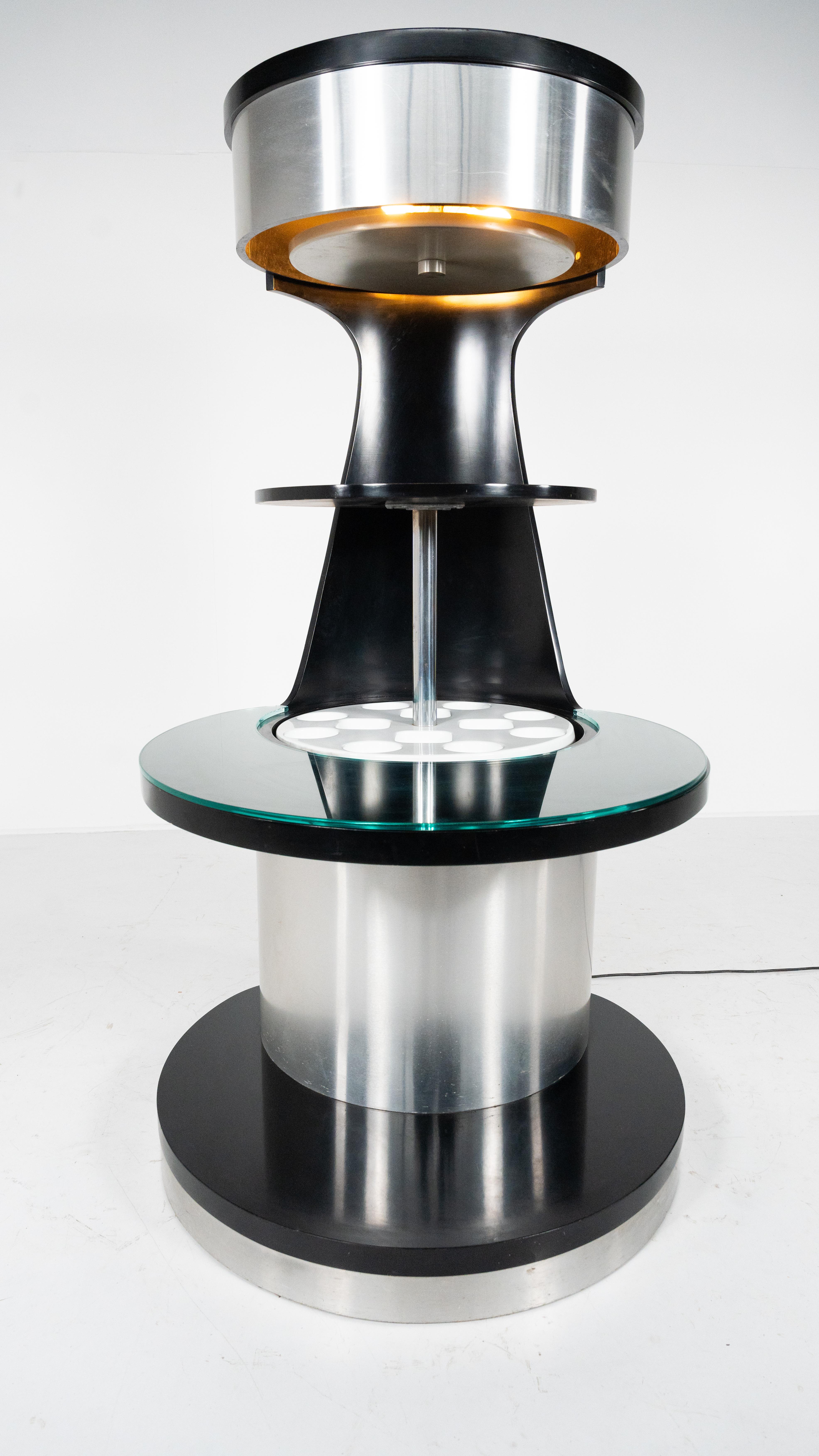 Mid-Century Motorized Bar by Willy Rizzo, Wood Metal and Glass, Italy, 1970s 12