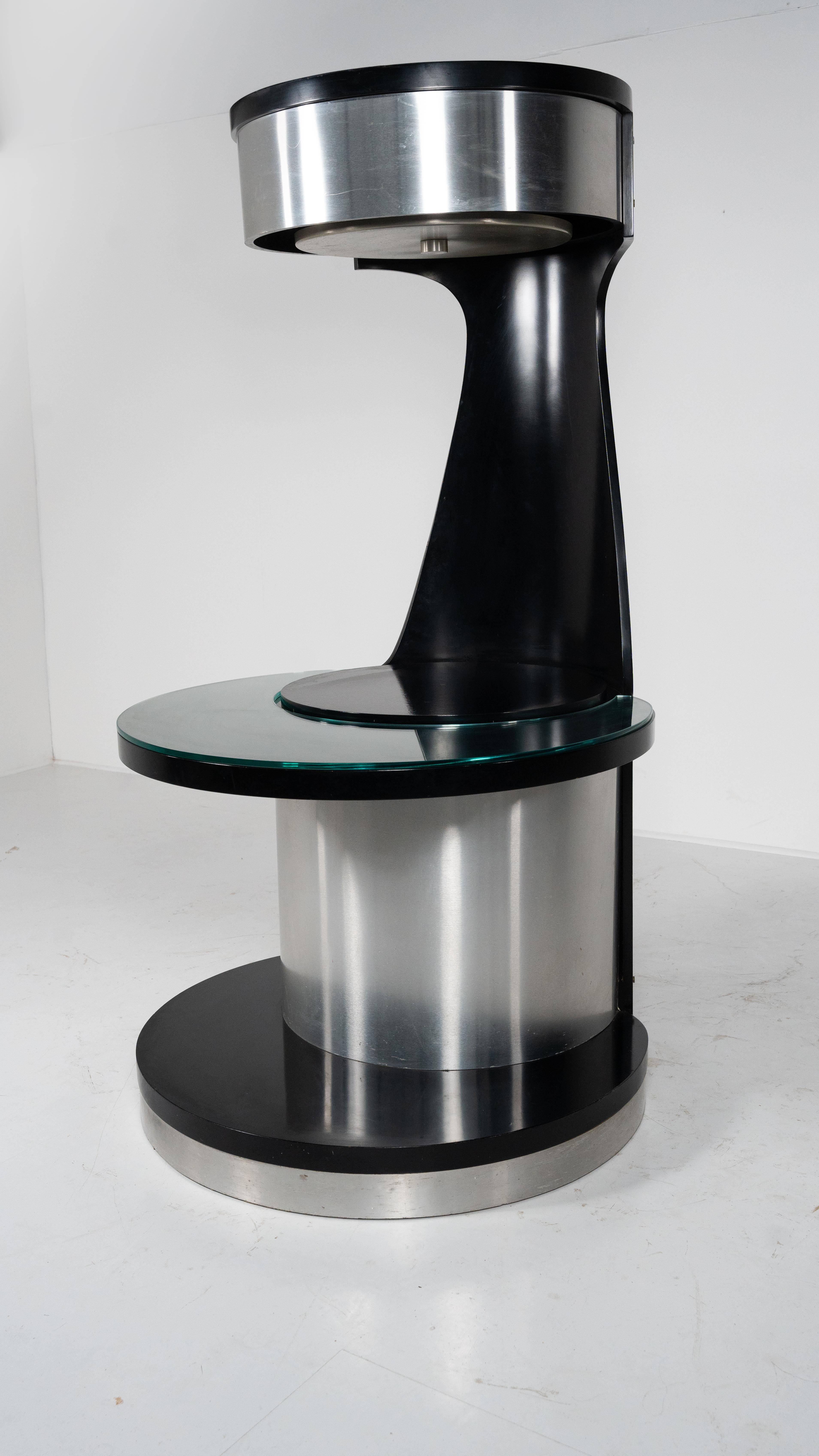 Mid-Century Motorized Bar by Willy Rizzo, Wood Metal and Glass, Italy, 1970s For Sale 13