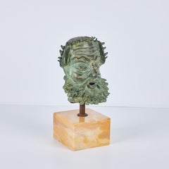 Mid-Century Mounted Bronze Bust