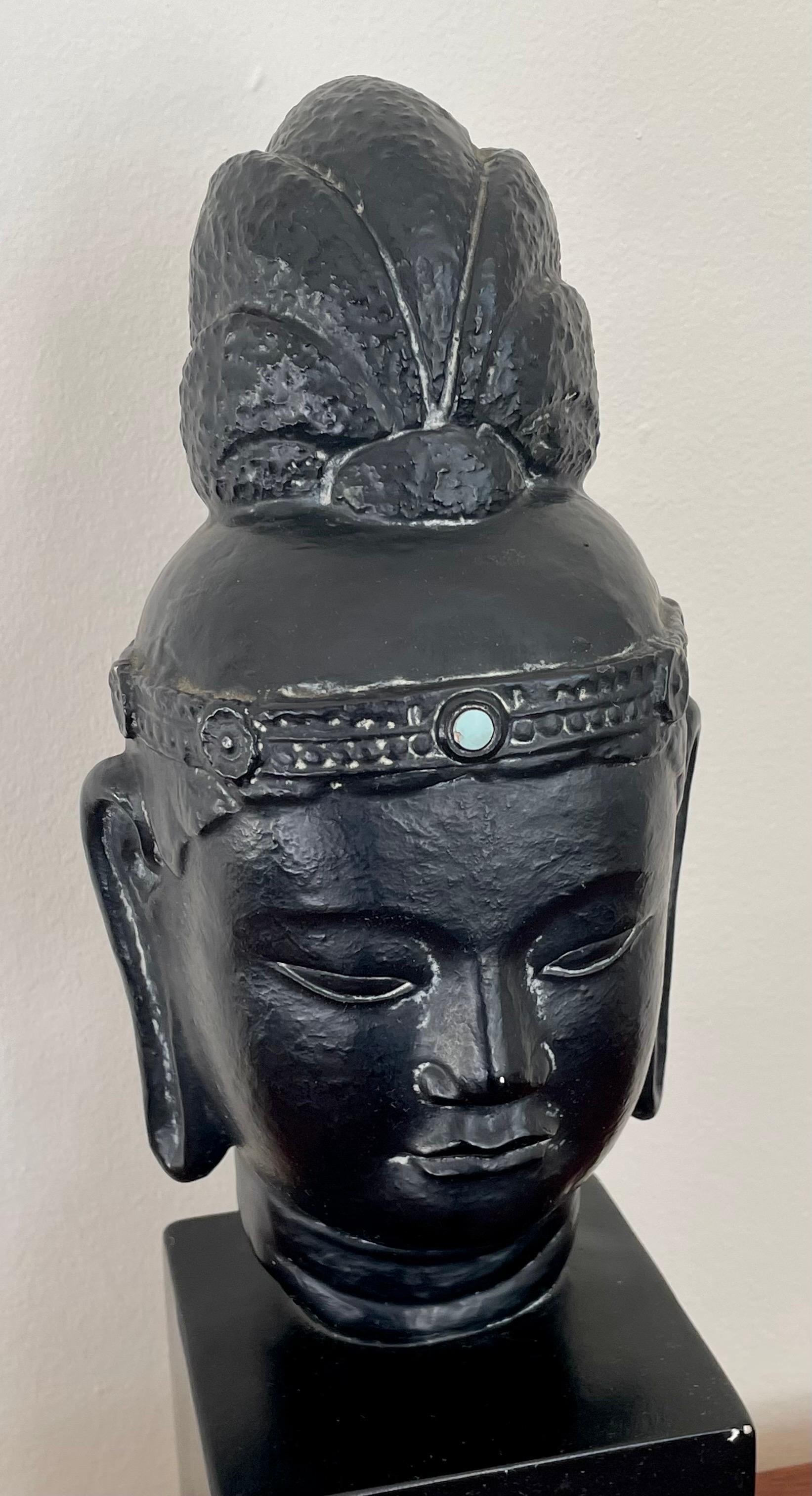 Mid-Century Modern Tte de Bouddha noire moderne du milieu du sicle dernier par Alexander Backer, annes 1950 en vente