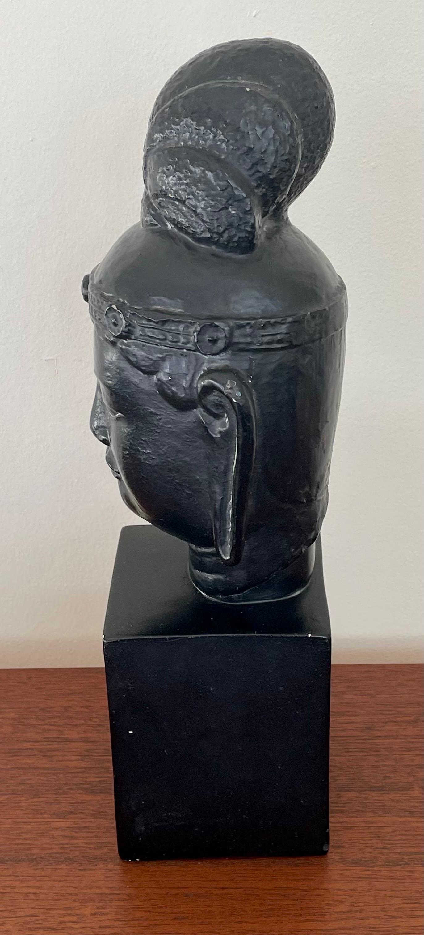 Moderner schwarzer Buddha-Kopf aus der Mitte des Jahrhunderts von Alexander Backer, 1950''s (amerikanisch) im Angebot