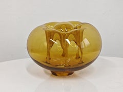 Mid Century mouth-blown glass sculpture of Ikebana Vase by Dragan Drobnjak