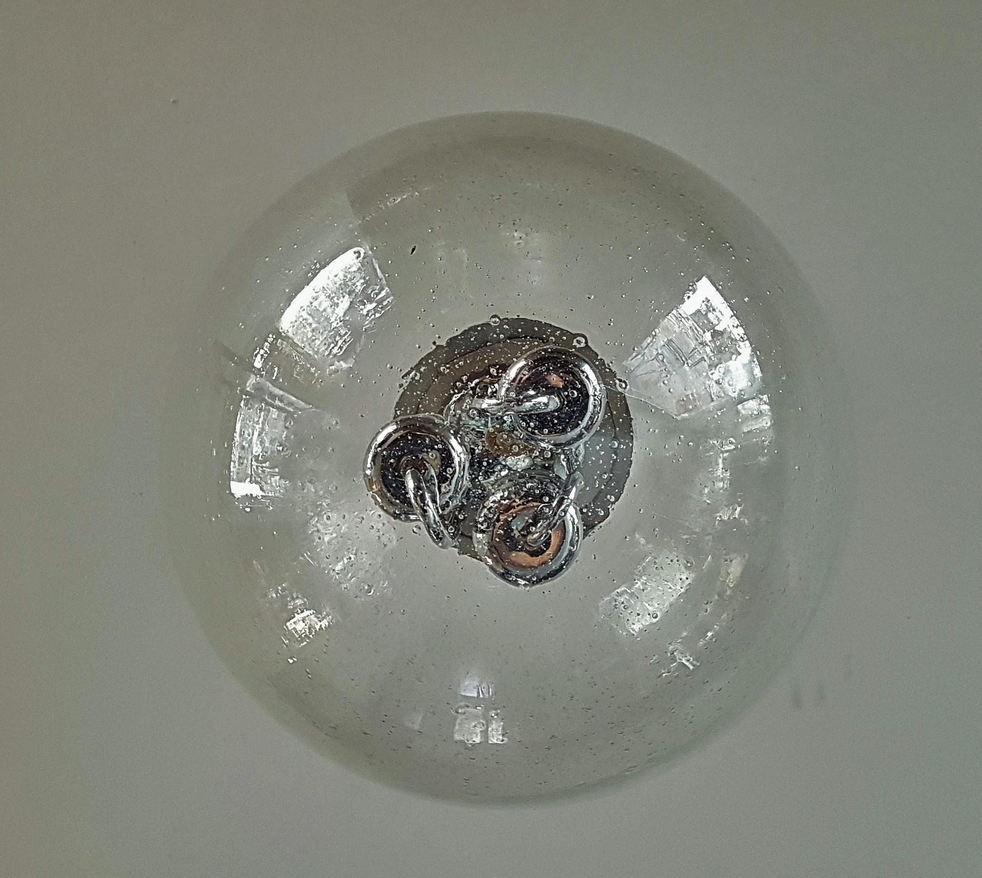 Mid-Century Mouth Blown Murano Ice Bubble Glass Ball Pendant, Doria, Germany 60s For Sale 10