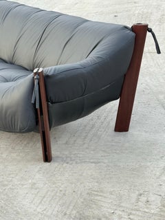 Mid-Century MP-211 Leather and Rosewood Sofa by Percival Lafer