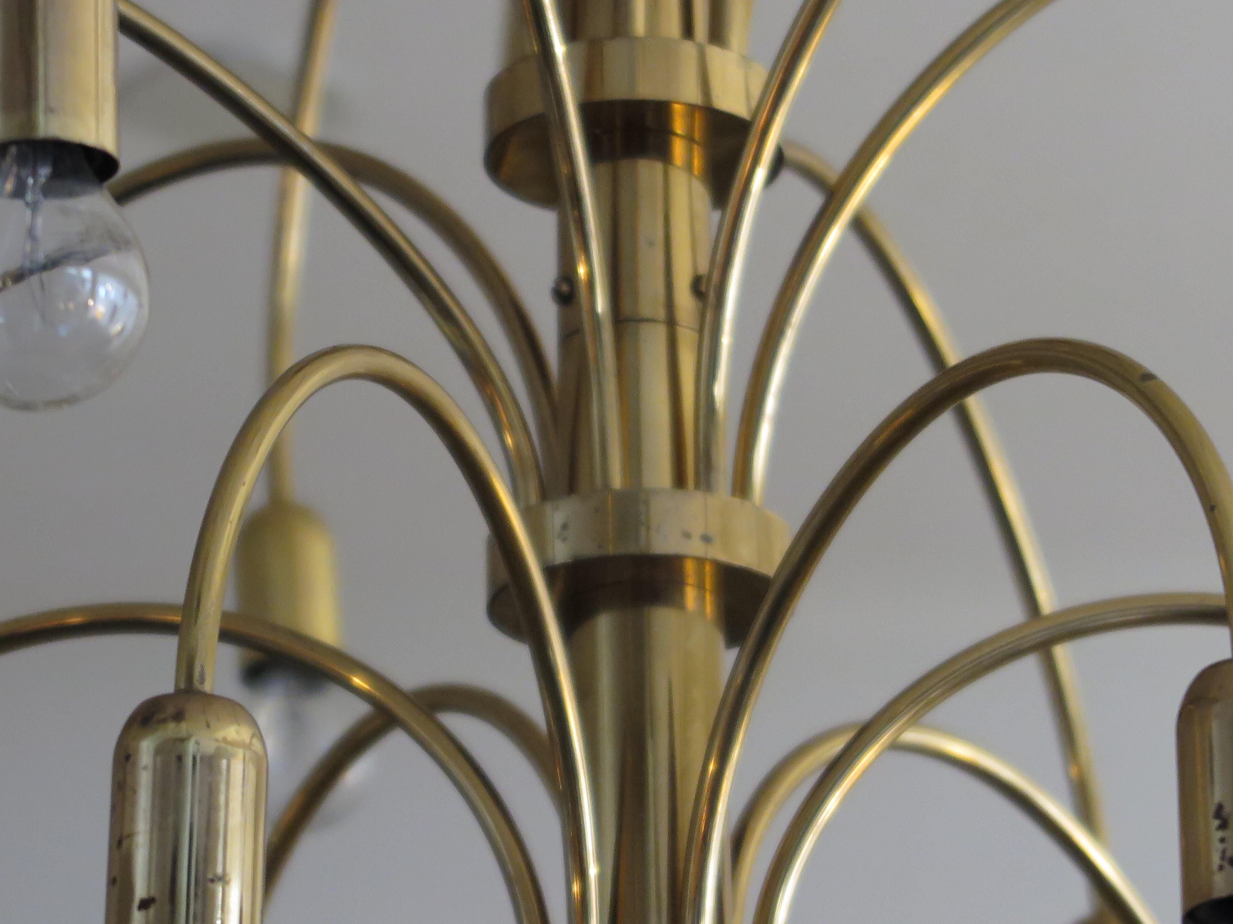 Mid-Century Modern Mid-Century Multi-Arm Chandelier in Brass 