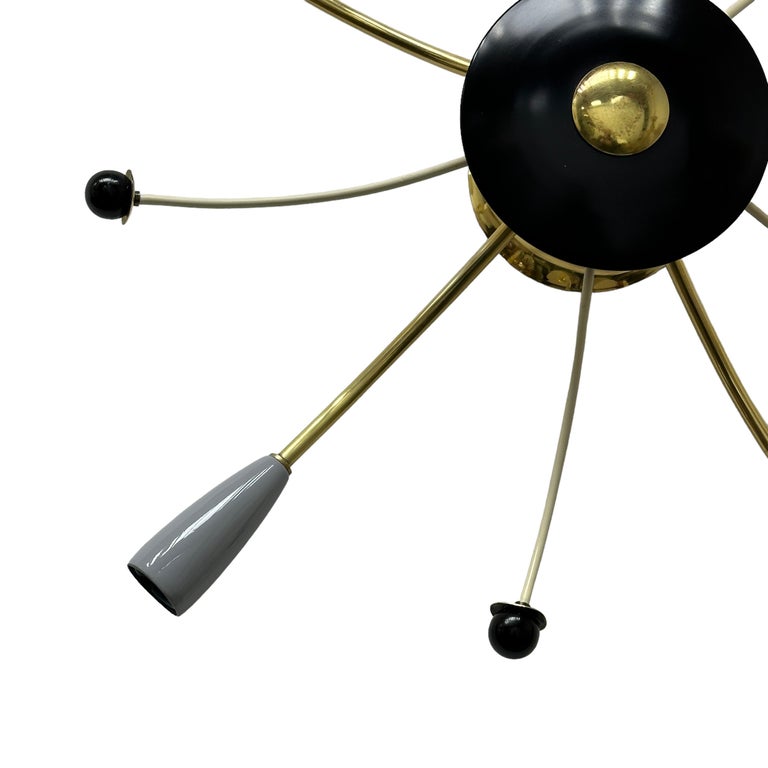 Lustre Araignée Sputnik – Stilnovo Italie Années 50 – Laiton Coloré – Vintage