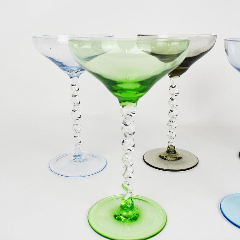 Green Twisted Spiral Stem Cocktail Glasses – Studio Su Casa