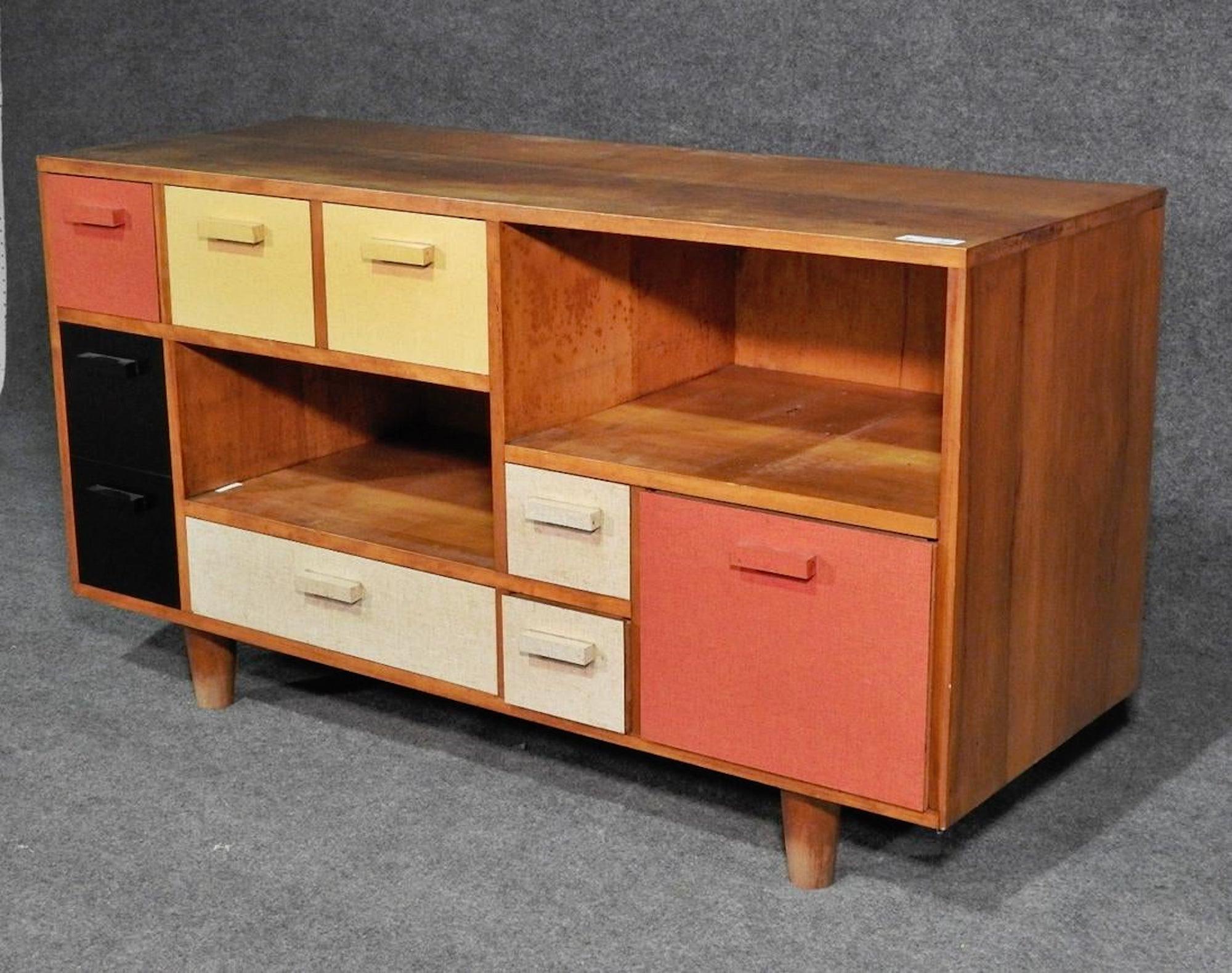 Fun modern credenza with colorful drawers and storage space.
(Please confirm item location - NY or NJ - with dealer).
 