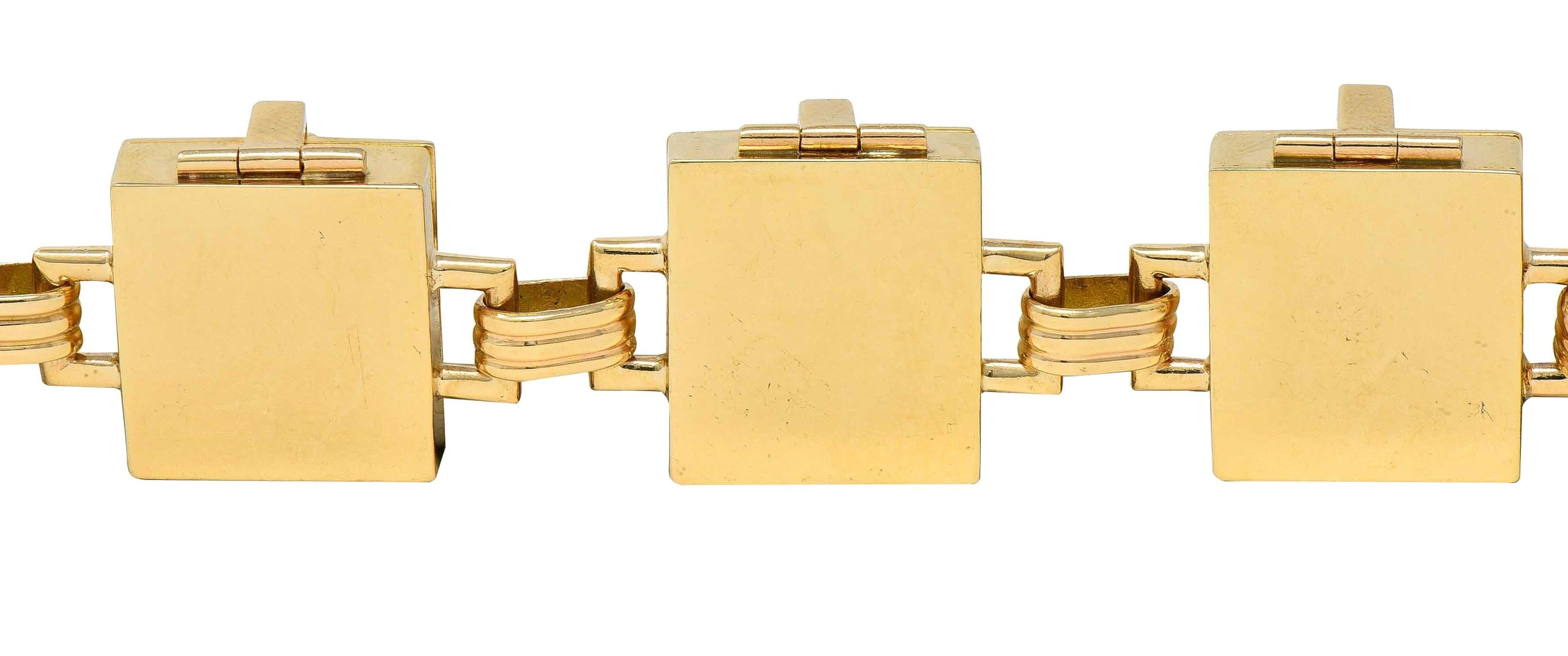 Mid-Century Multi-Gem 14K Gold Vintage Dearest Acrostic Compartment Bracelet For Sale 3