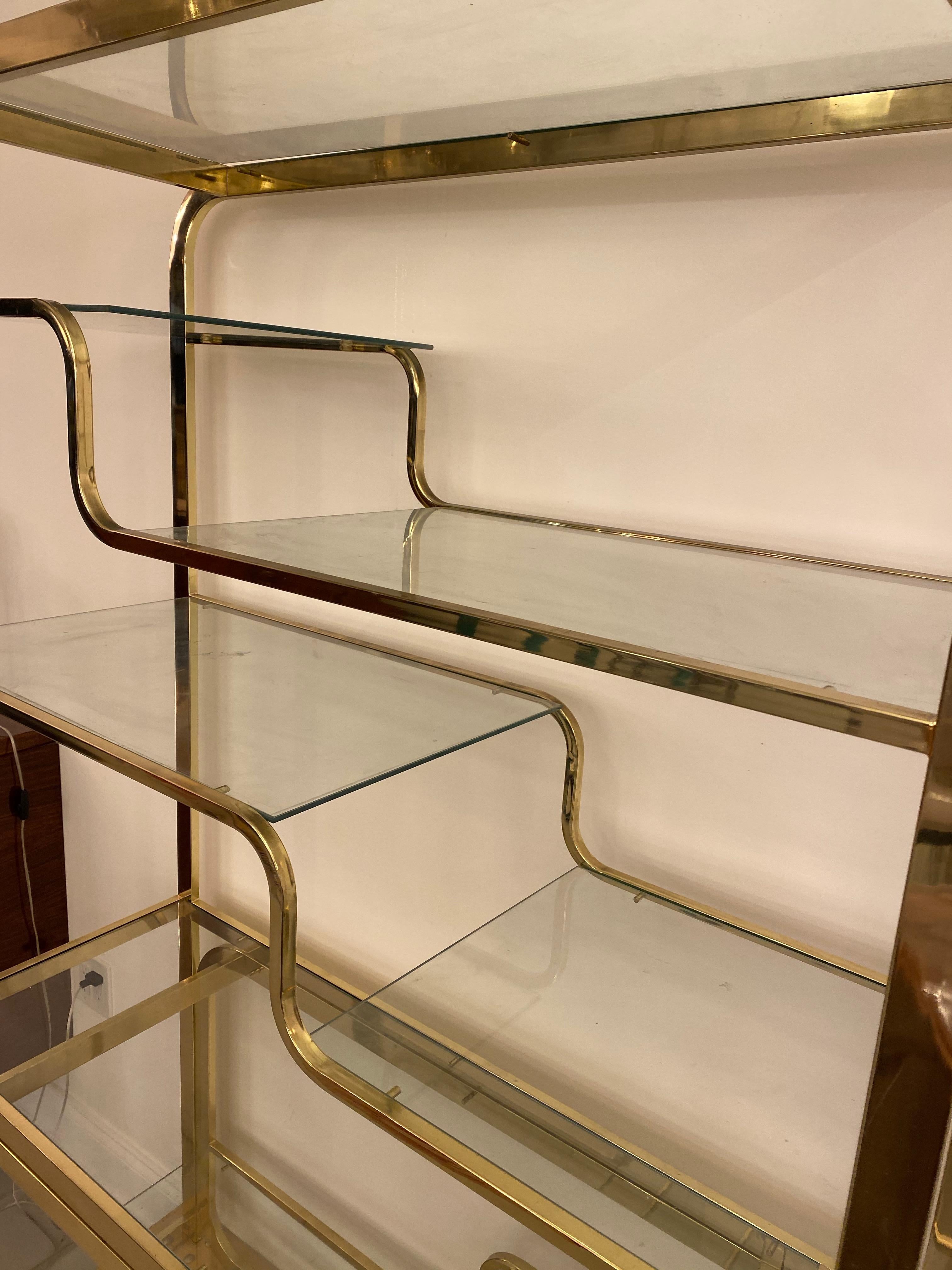 Mid-Century Multi Tiered Brass Etagere or Display Case 5