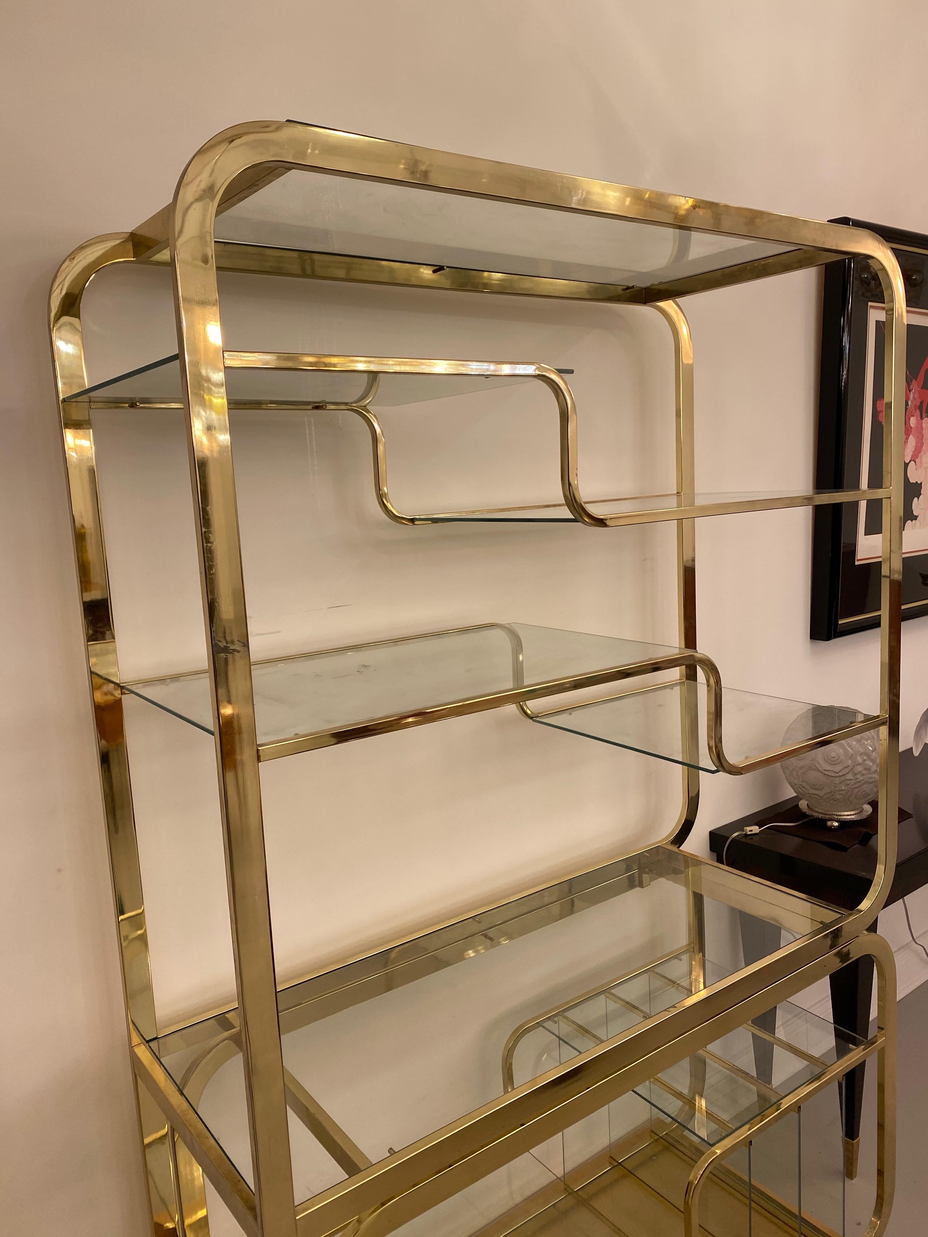 Mid-Century Multi Tiered Brass Etagere or Display Case 6