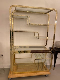 Mid-Century Multi Tiered Brass Etagere or Display Case