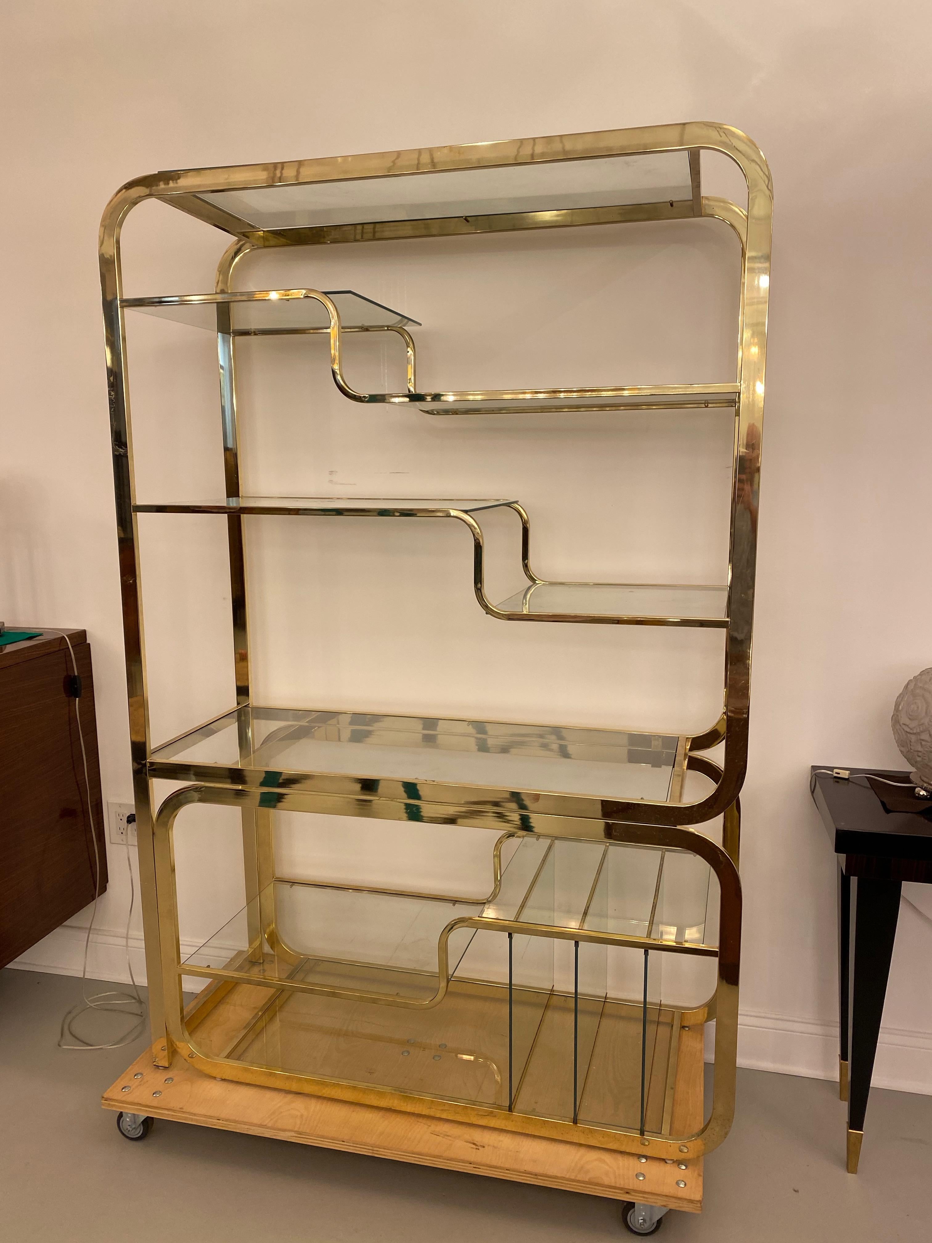 Mid-Century Modern Mid-Century Multi Tiered Brass Etagere or Display Case