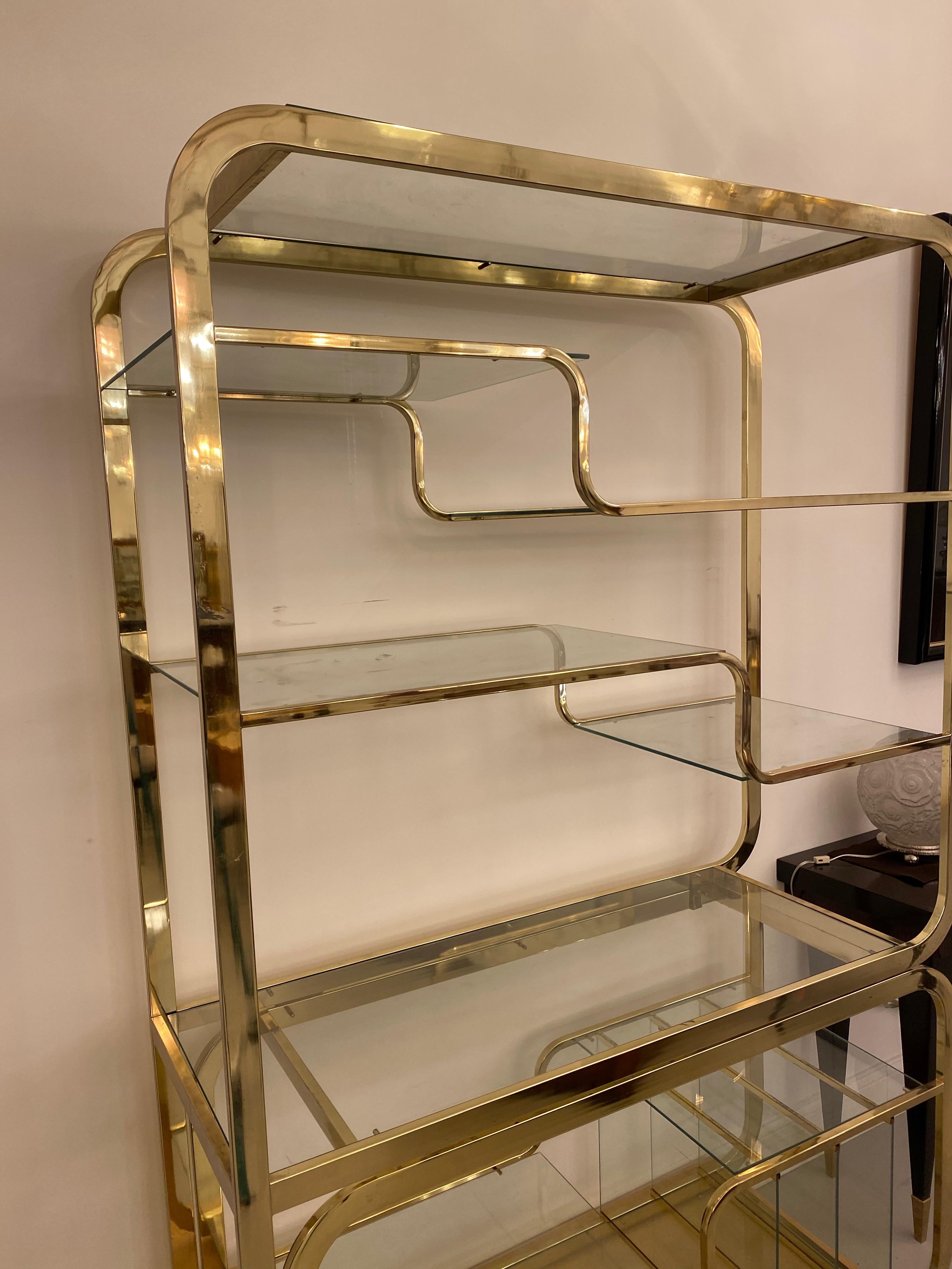 Late 20th Century Mid-Century Multi Tiered Brass Etagere or Display Case
