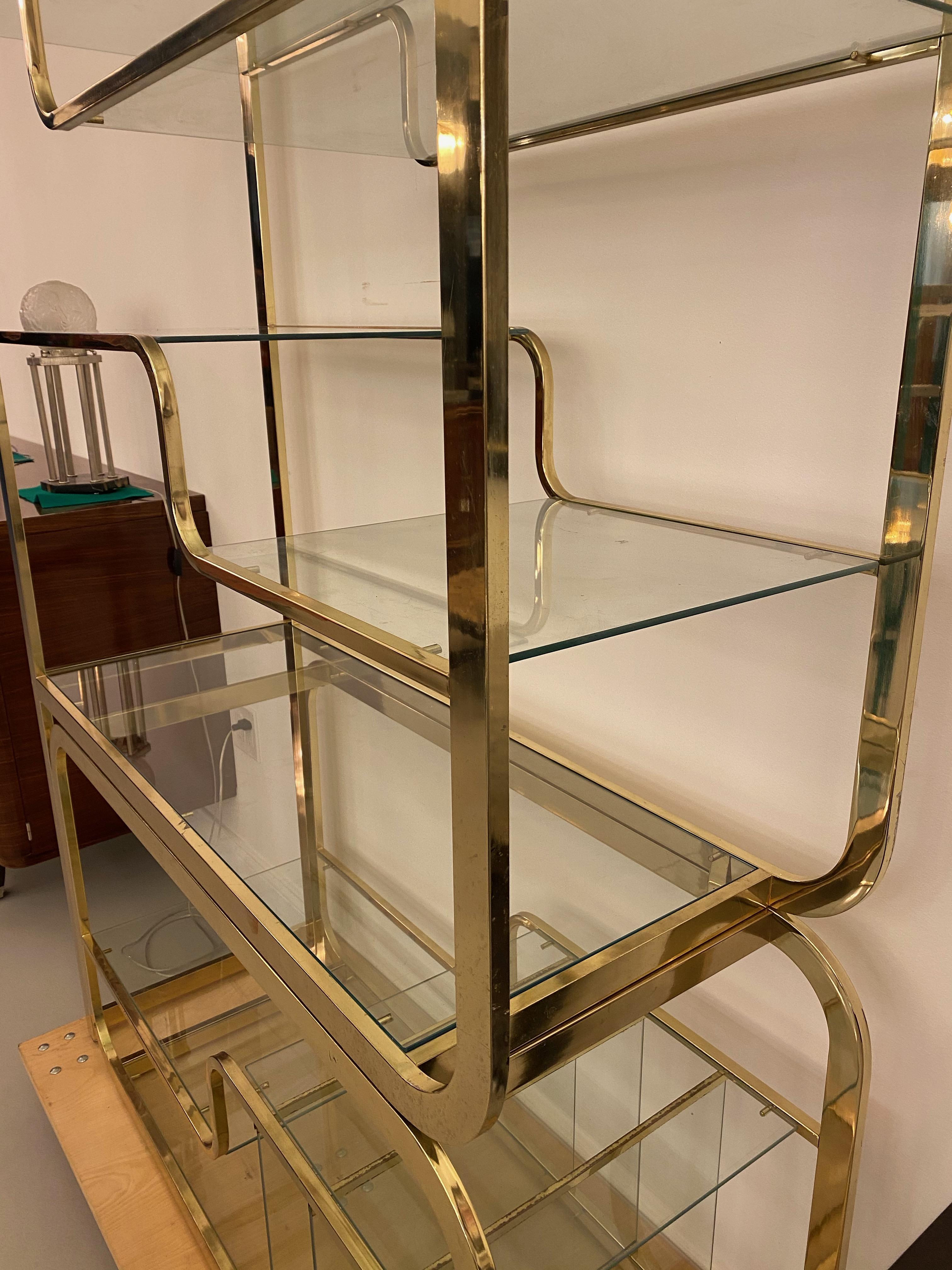 Mid-Century Multi Tiered Brass Etagere or Display Case 3