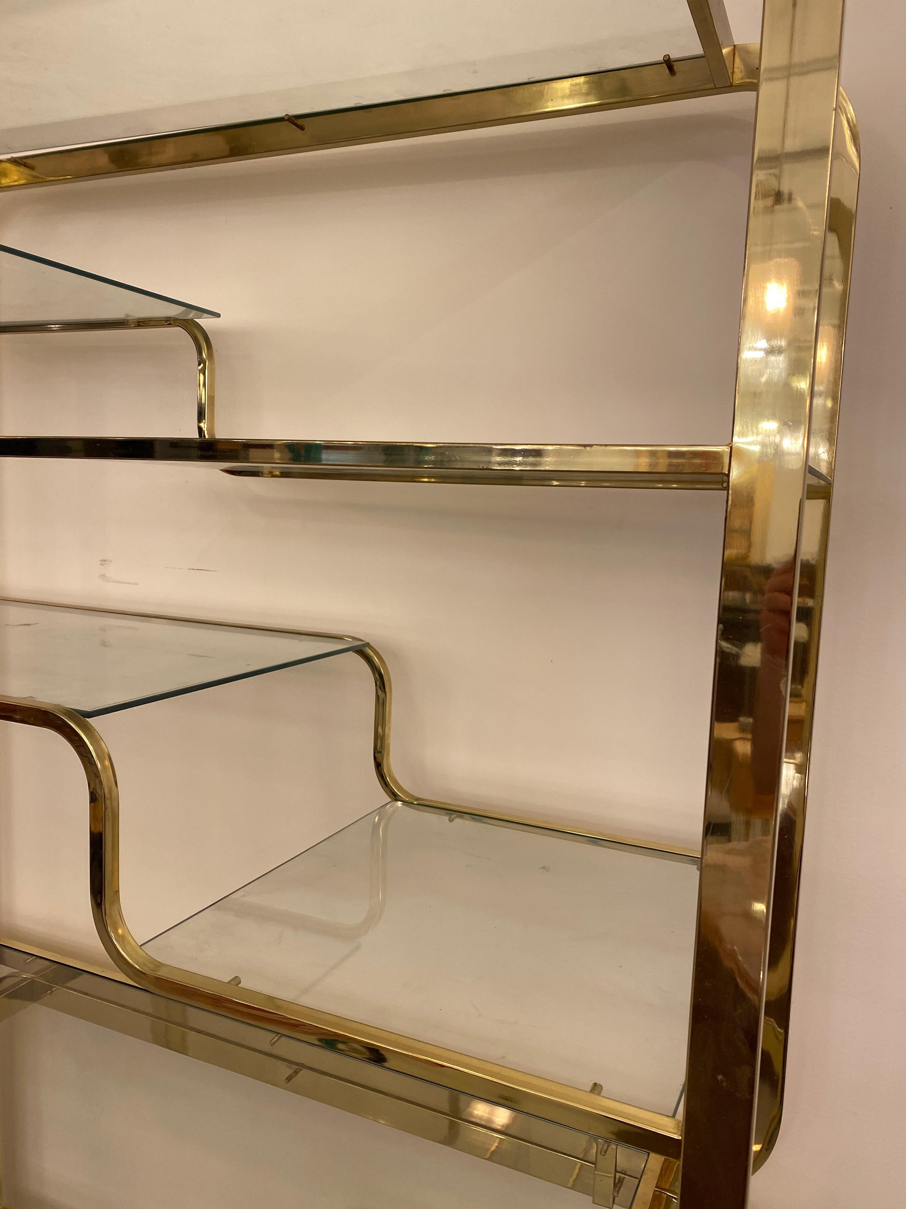 Mid-Century Multi Tiered Brass Etagere or Display Case 4