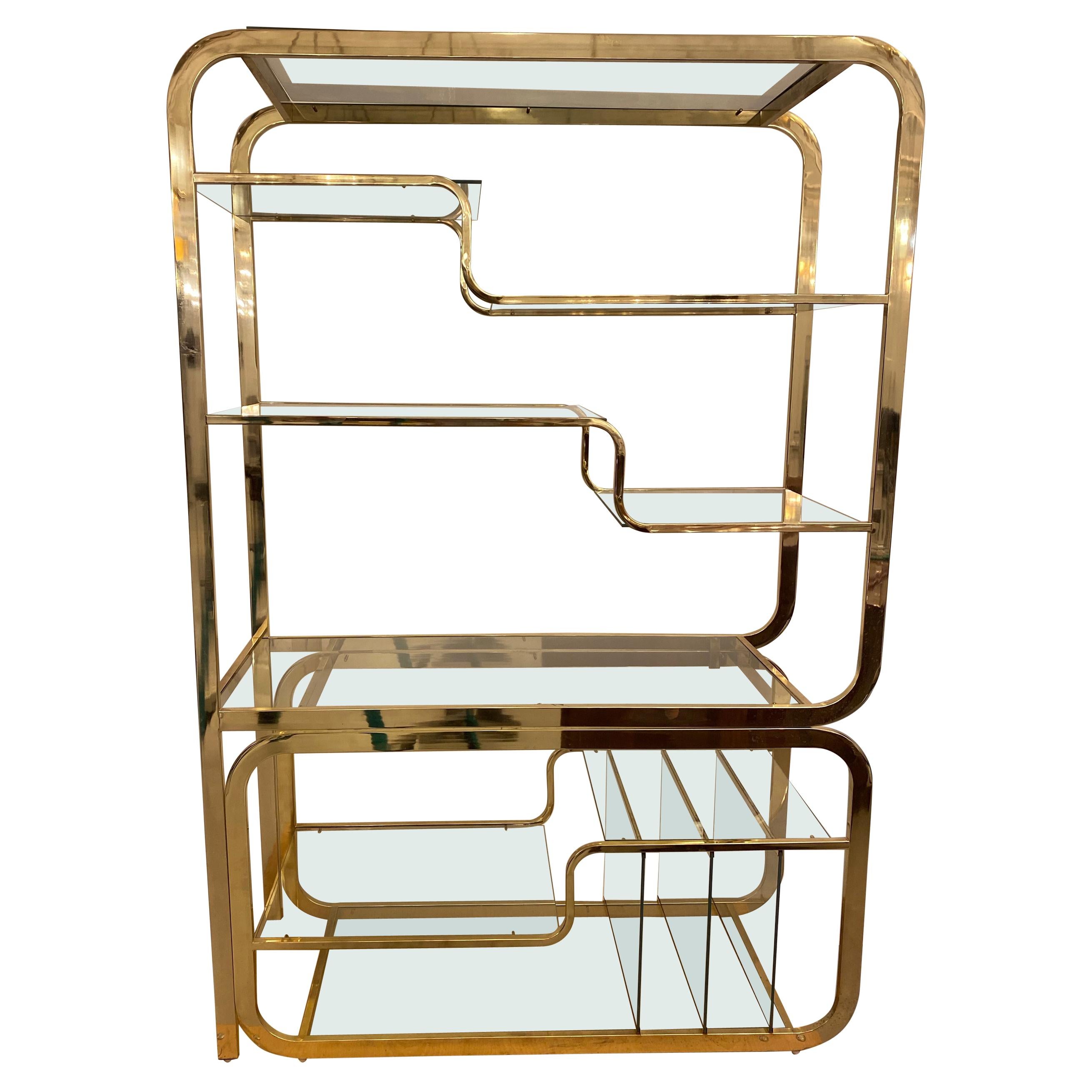 Mid-Century Multi Tiered Brass Etagere or Display Case