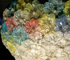 Mid-Century Multicolor Flower Glass Ceiling Light, 1950s