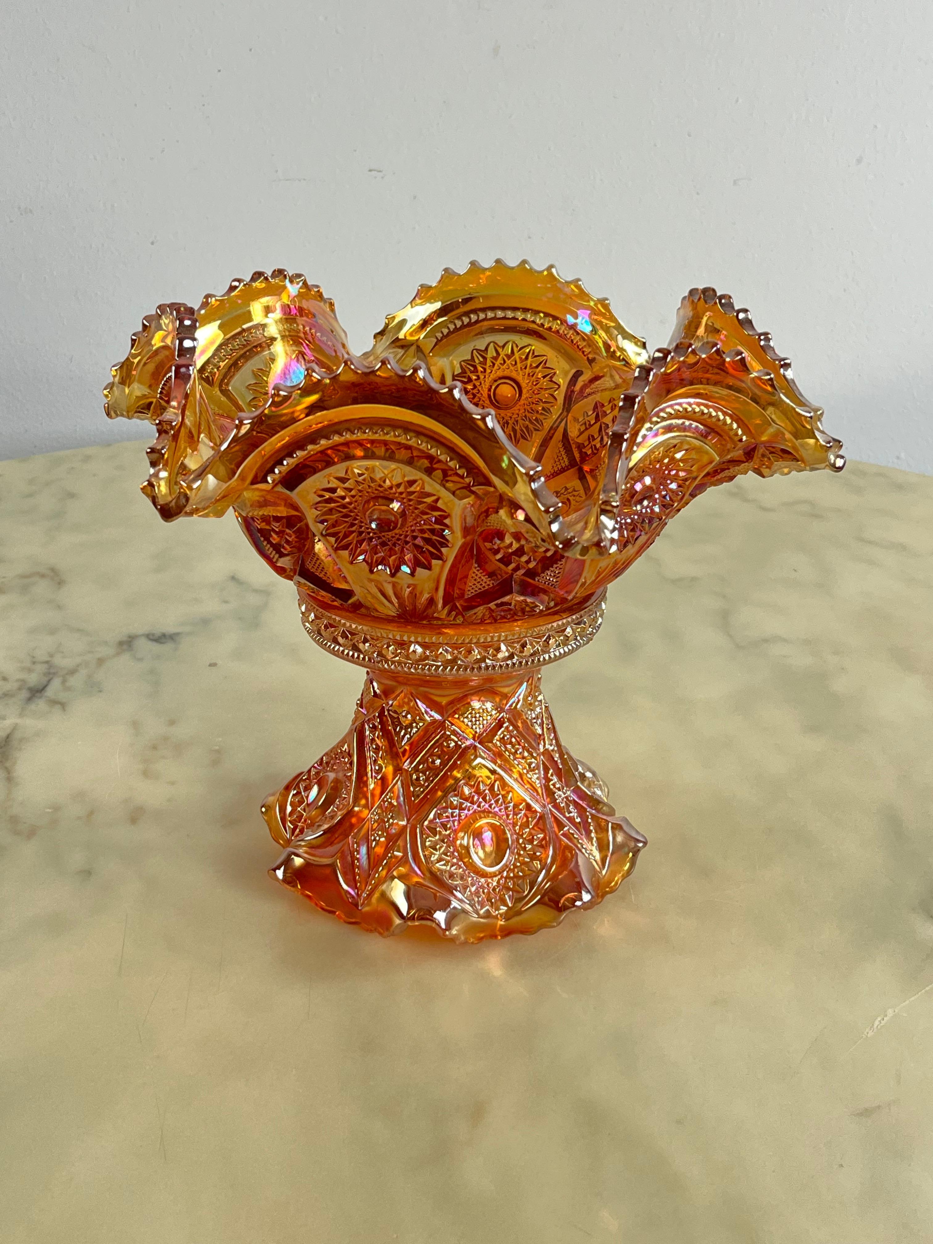 Italiano Mid-Century Multicolore  Centrotavola con fruttiera in vetro anni '30 in vendita