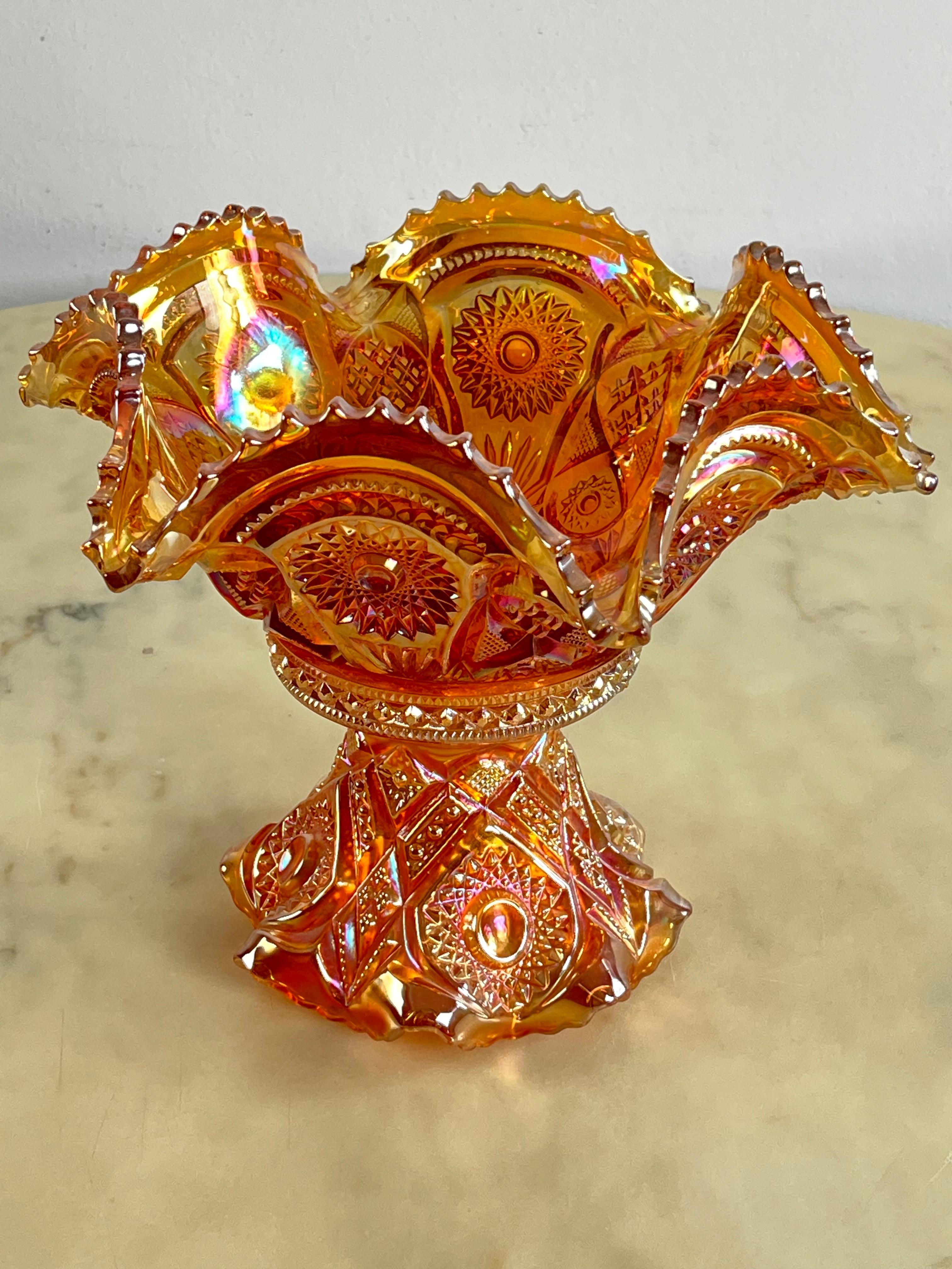 Metà XX secolo Mid-Century Multicolore  Centrotavola con fruttiera in vetro anni '30 in vendita