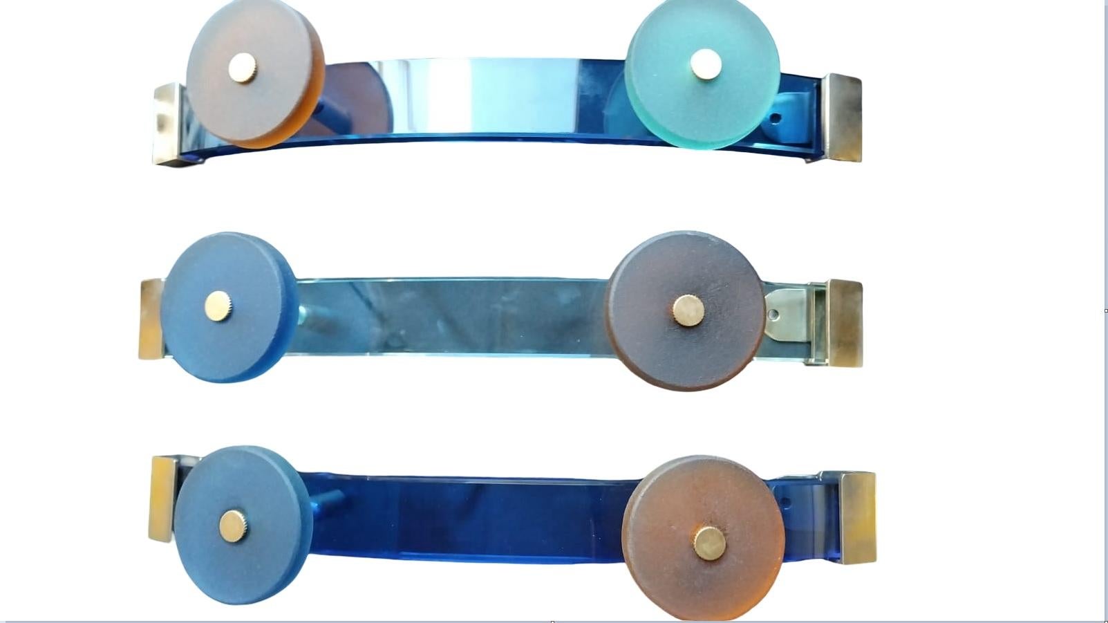 Ottone Appendiabiti multicolore di metà secolo in vetro di Murano Module 