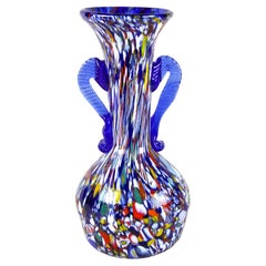 Mid-Century Multicolor Murano Glass Vase by Fratelli Toso, Italy, circa 1940/50