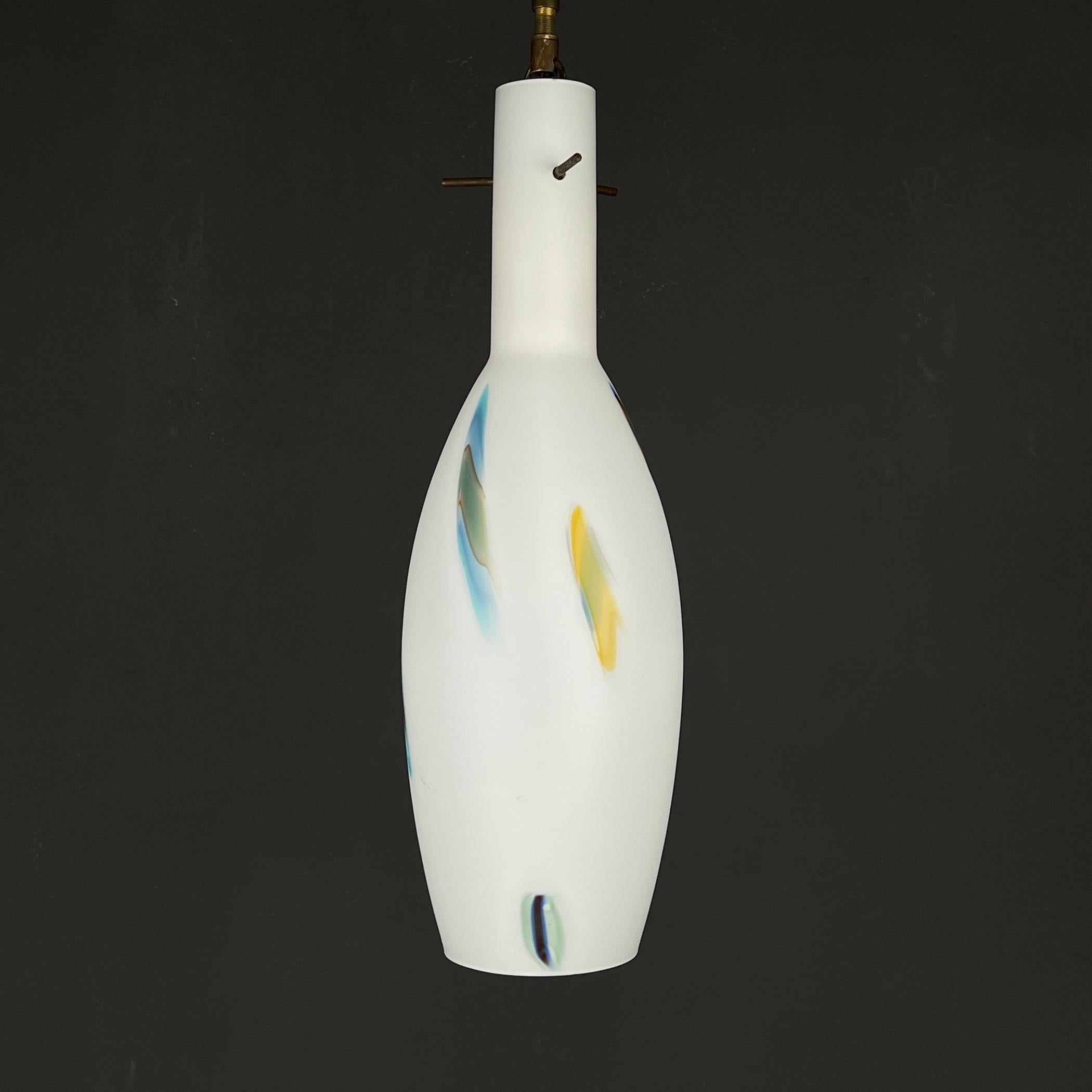Mid-century multicolor opaline murano glass pendant lamp by Stilnovo Italy 1950s For Sale 3