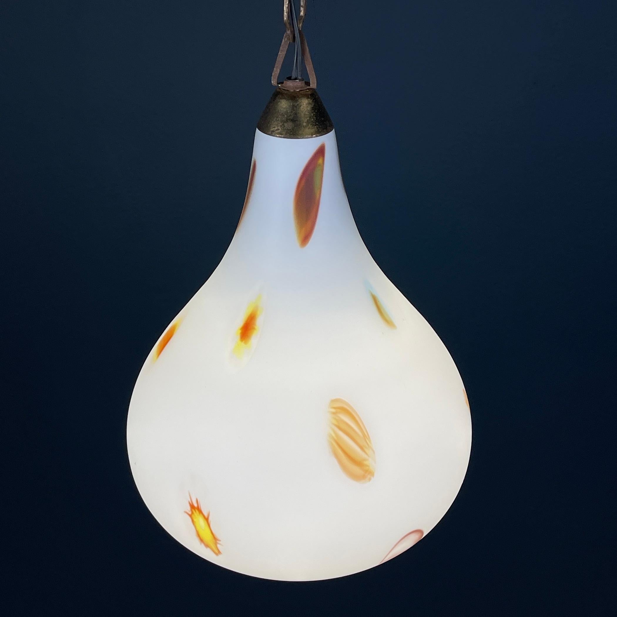 Mid-century multicolor opaline murano glass pendant lamp by Stilnovo Italy 1950s For Sale 5