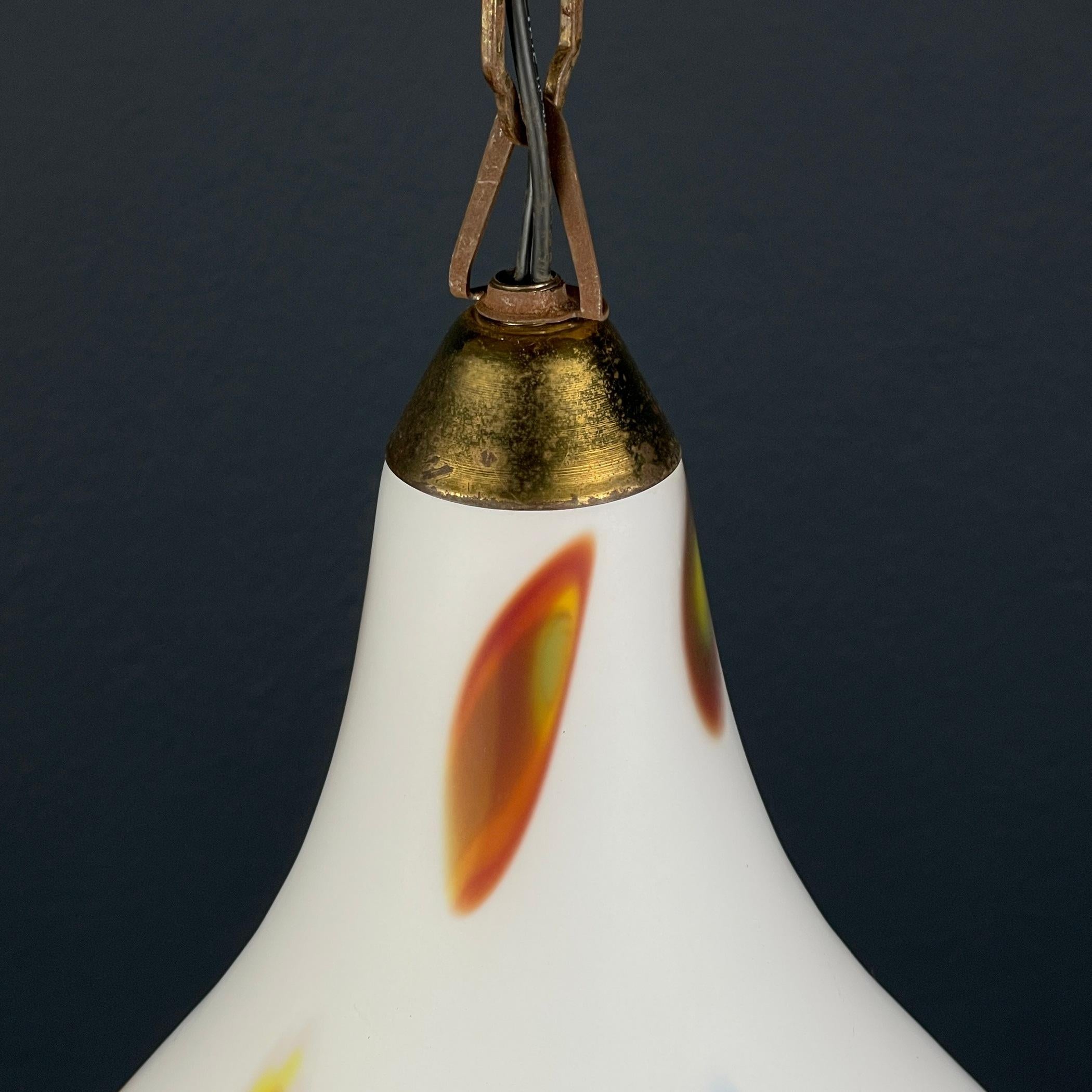 Mid-century multicolor opaline murano glass pendant lamp by Stilnovo Italy 1950s For Sale 7