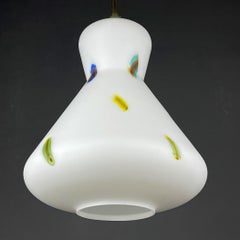 Midcentury Multicolor Opaline Murano Glass Pendant Lamp by Stilnovo Italy 1950s
