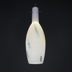 Mid-century multicolor opaline murano glass pendant lamp by Stilnovo Italy 1950s