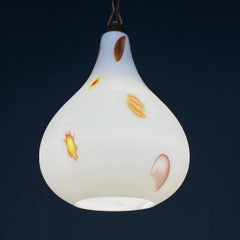 Mid-century multicolor opaline murano glass pendant lamp by Stilnovo Italy 1950s