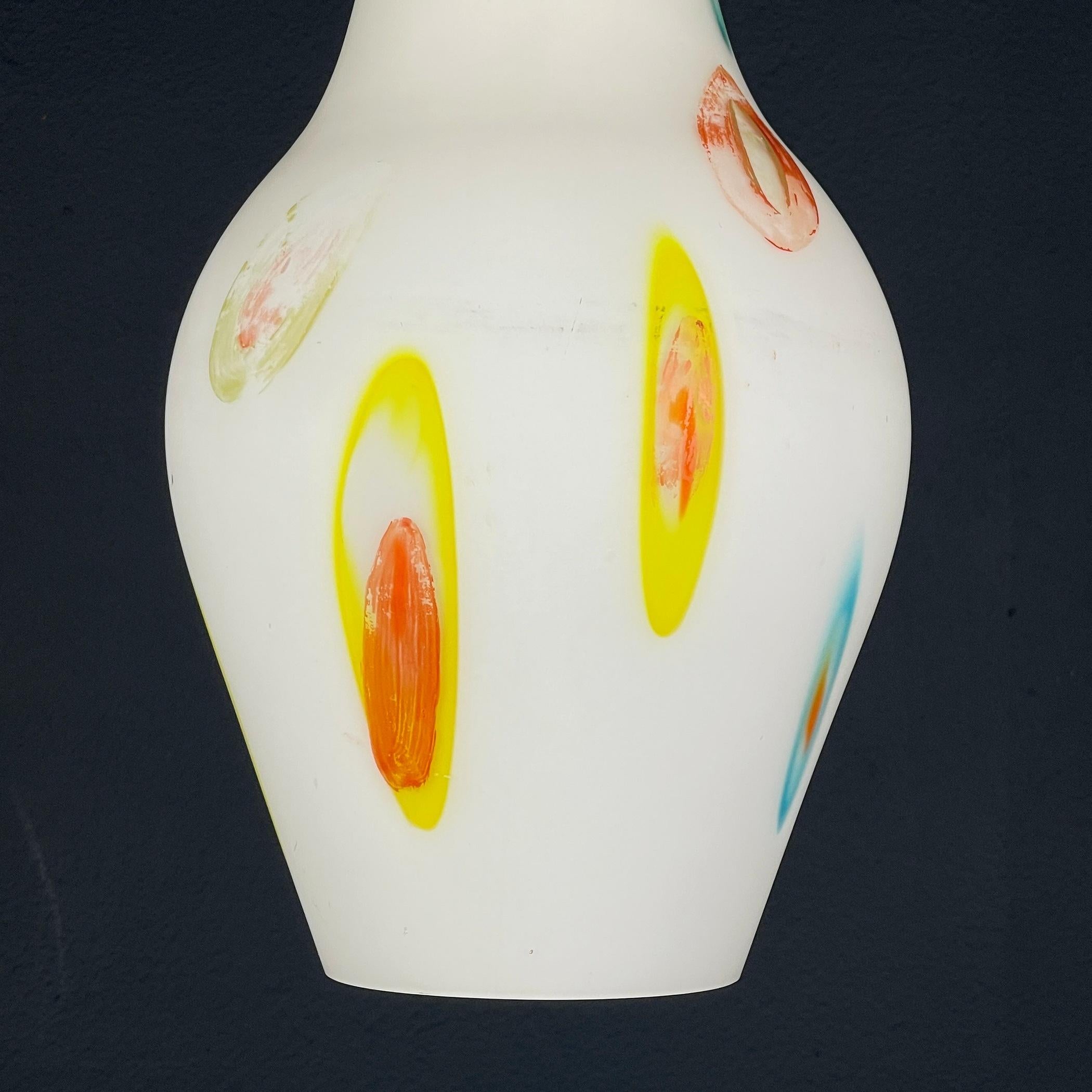 Mid-century multicolor opaline murano glass pendant lamp by Stilnovo Italy 1950s In Good Condition For Sale In Miklavž Pri Taboru, SI