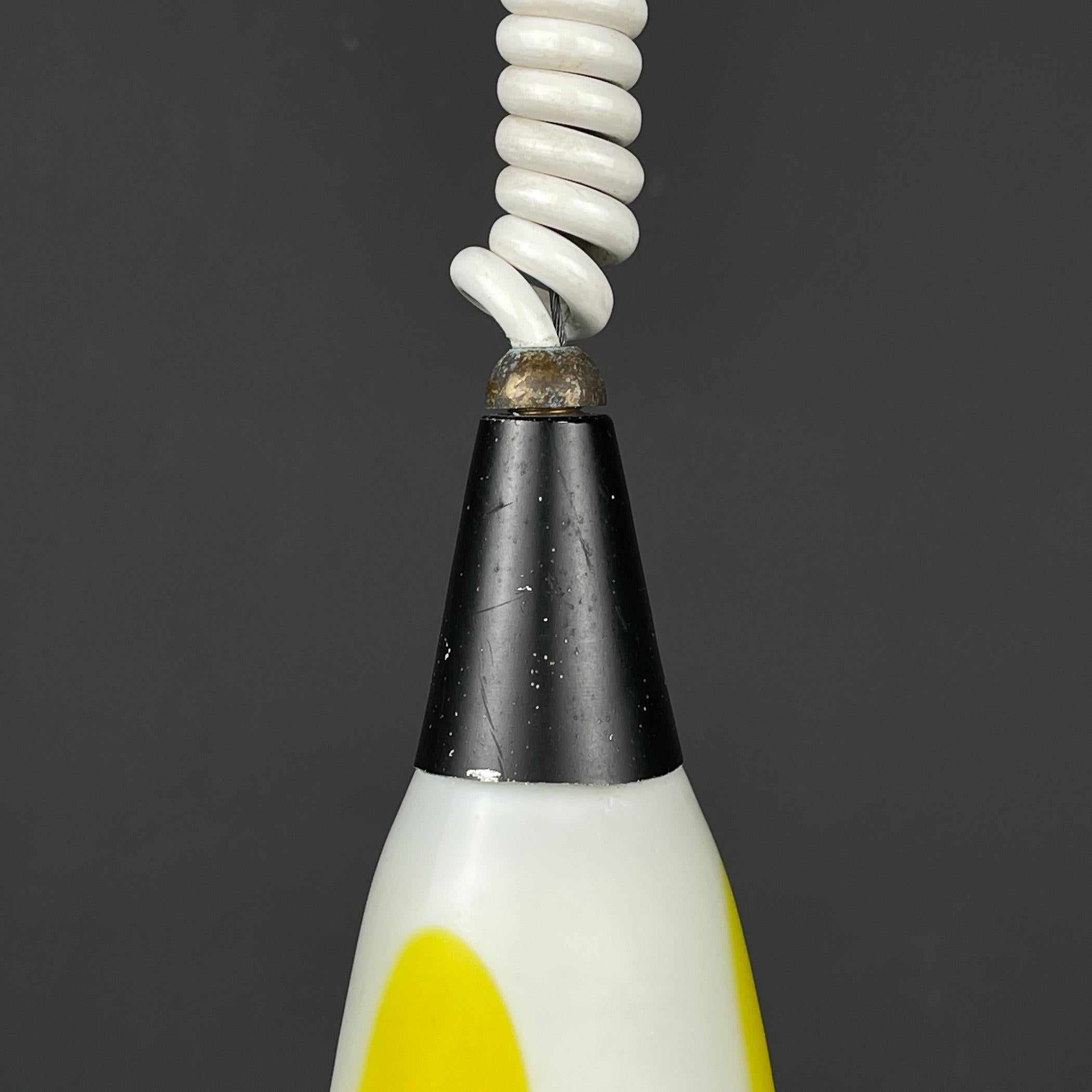 20th Century Mid-century multicolor opaline murano glass pendant lamp by Stilnovo Italy 1950s For Sale