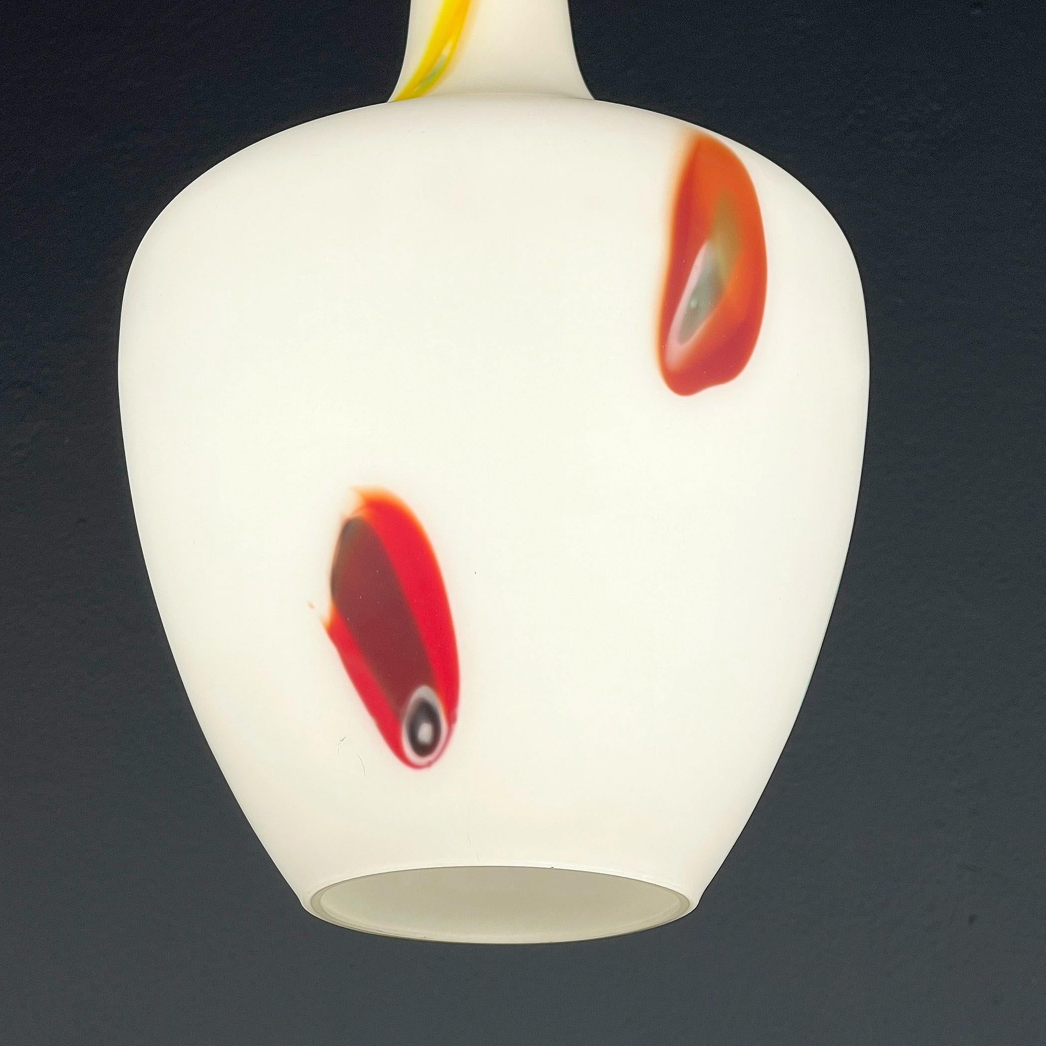 20th Century Mid-century multicolor opaline murano glass pendant lamp by Stilnovo Italy 1950s For Sale