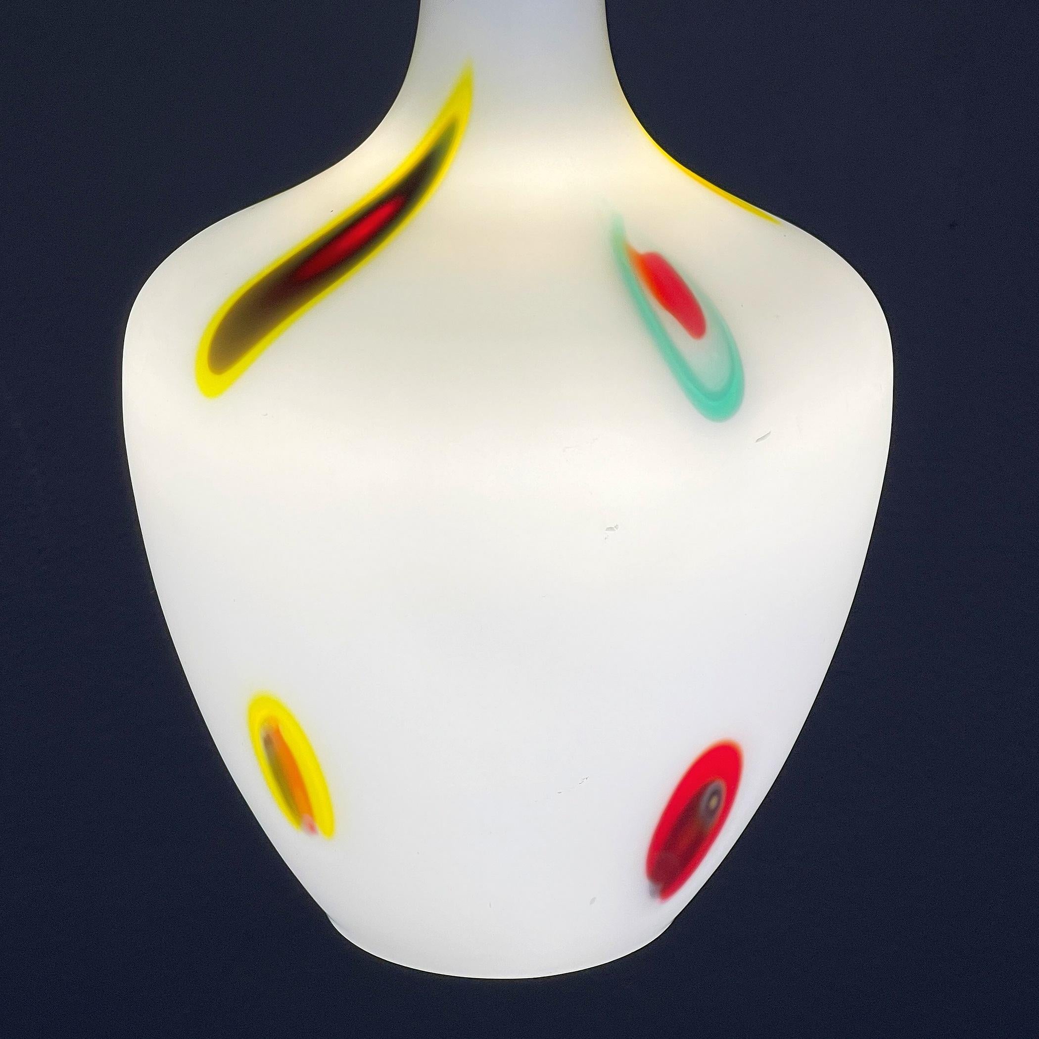 Murano Glass Mid-century multicolor opaline murano glass pendant lamp by Stilnovo Italy 1950s For Sale