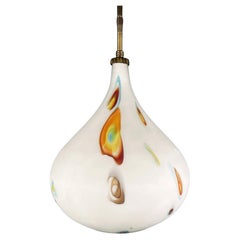 Lampe à suspension en verre de Murano opalin multicolore du milieu du siècle dernier de Stilnovo, Italie, années 1950