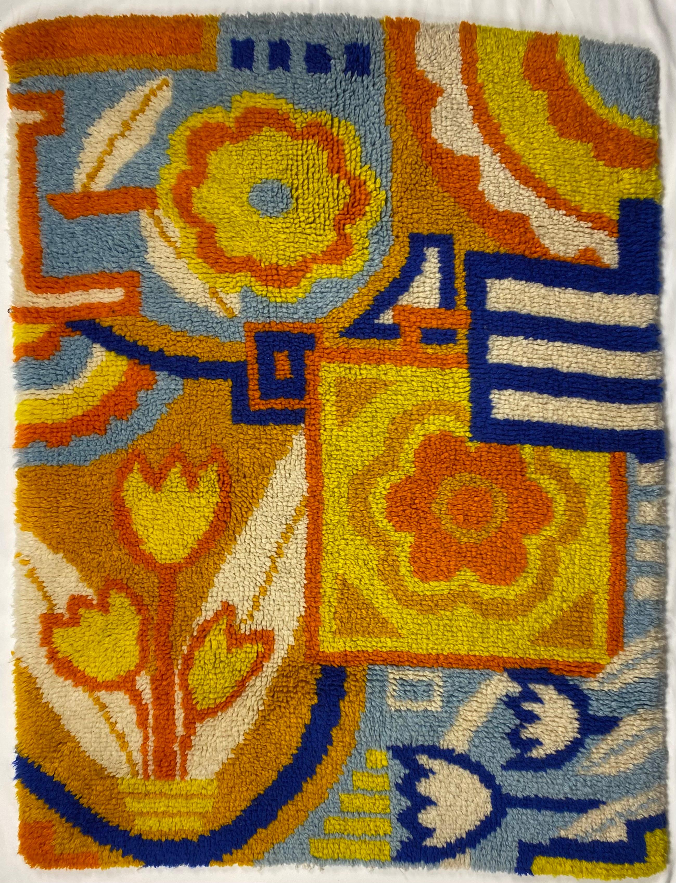 Mehrfarbiger italienischer Flachgewebe-Teppich aus der Jahrhundertmitte im Zustand „Gut“ im Angebot in Miami, FL