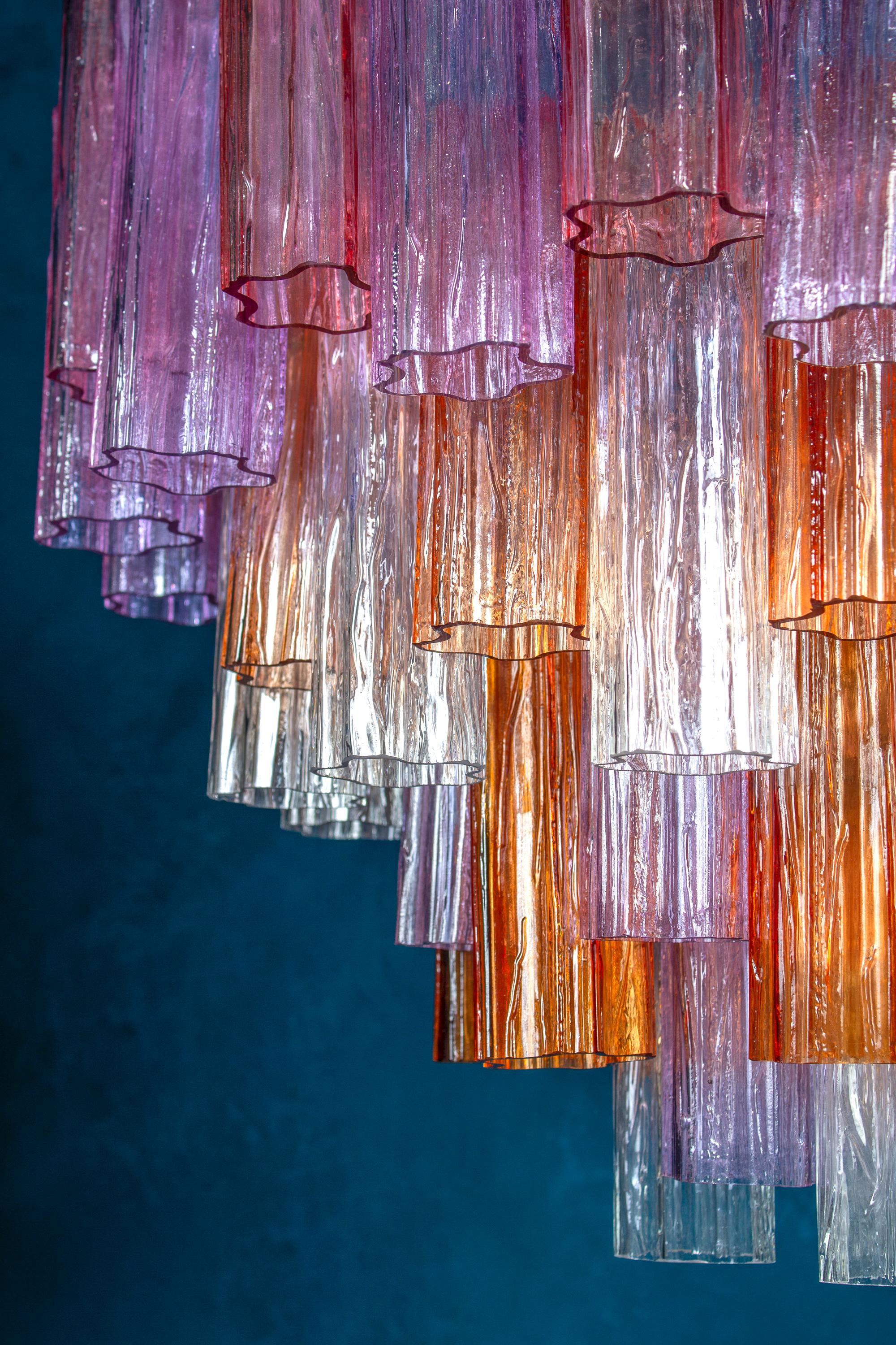 Midcentury Multicolored Murano Glass Tronchi Chandelier For Sale 1