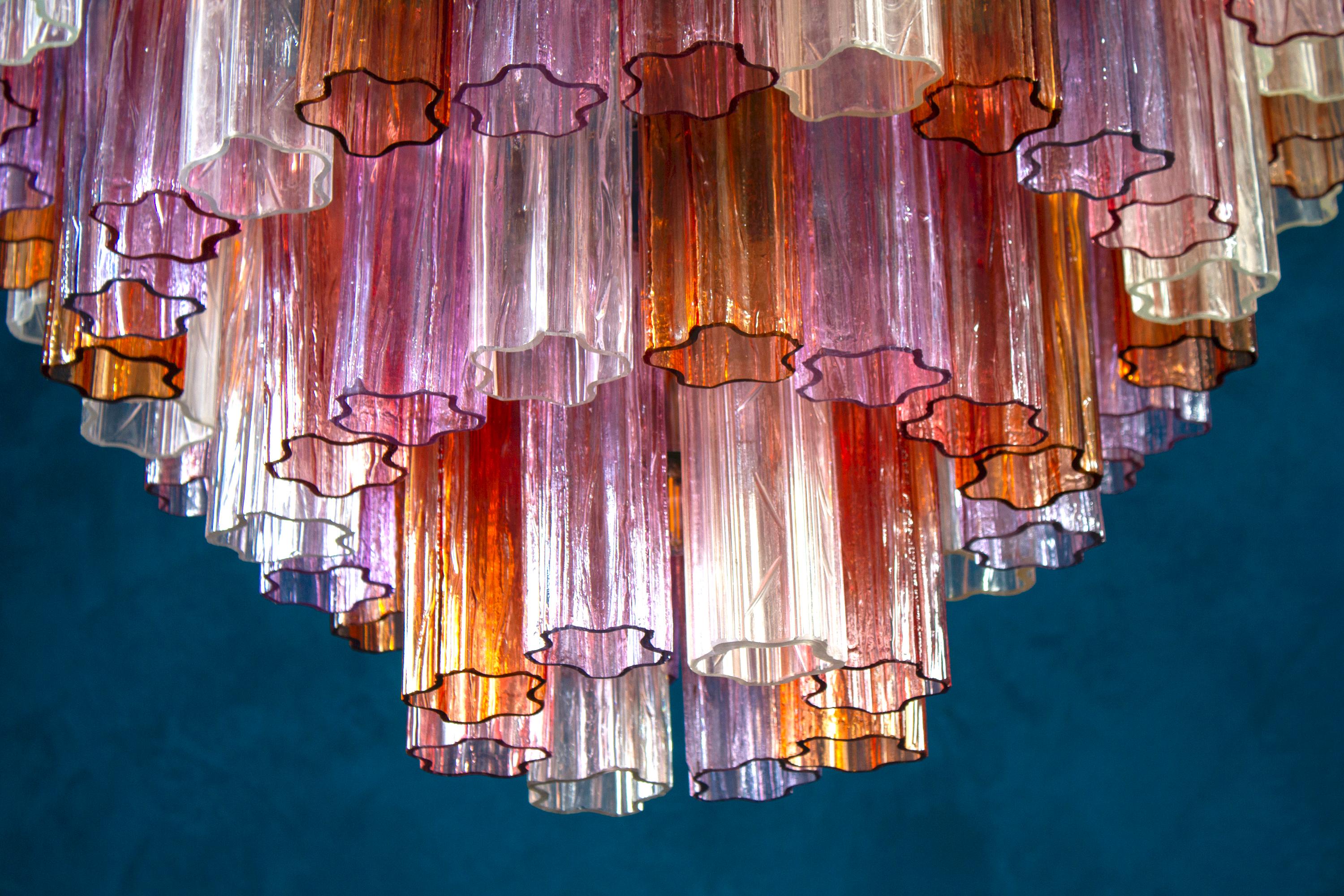 Blown Glass Mid-Century Multicolored Murano Glass Tronchi Chandelier For Sale
