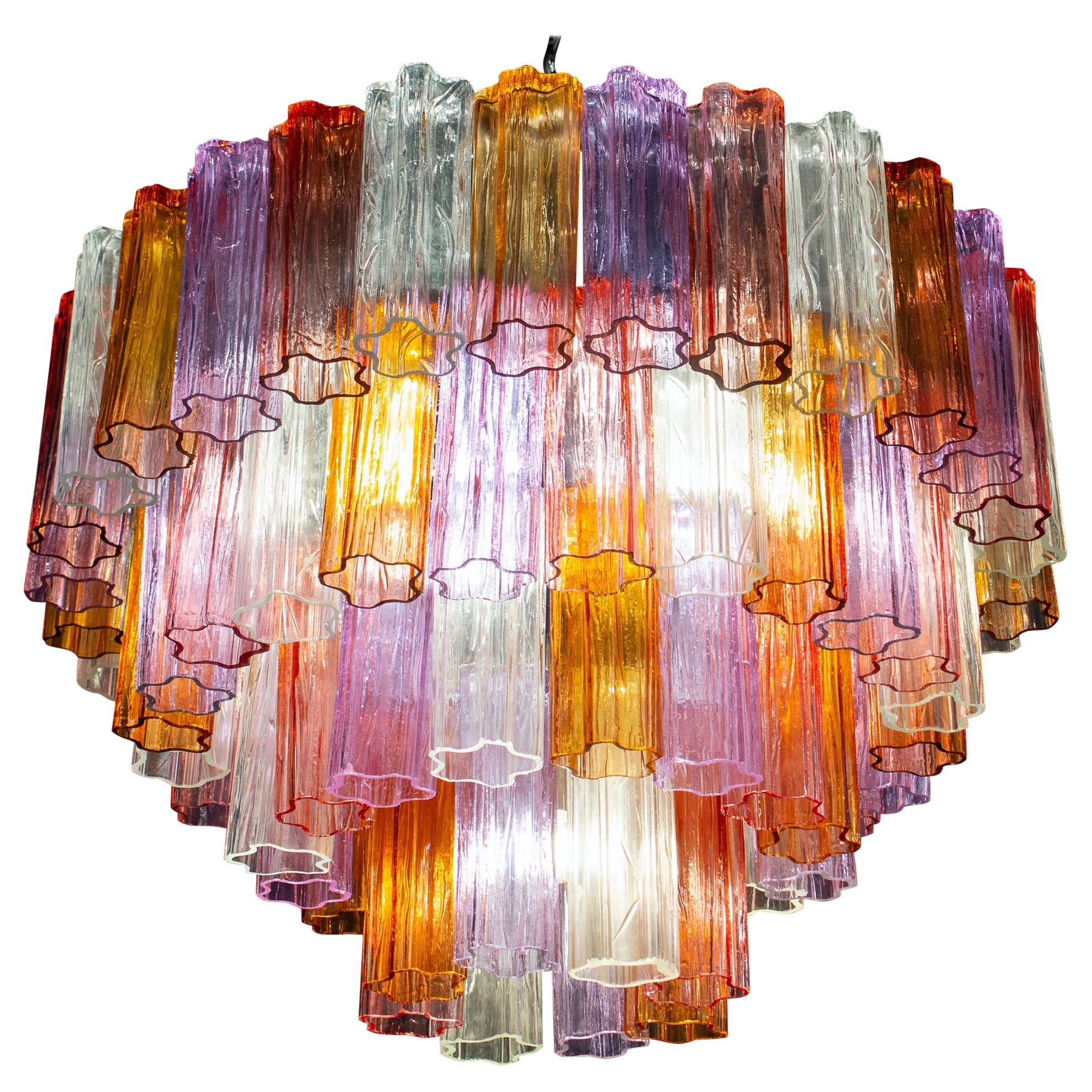 Mid-Century Multicolored Murano Glass Tronchi Chandelier