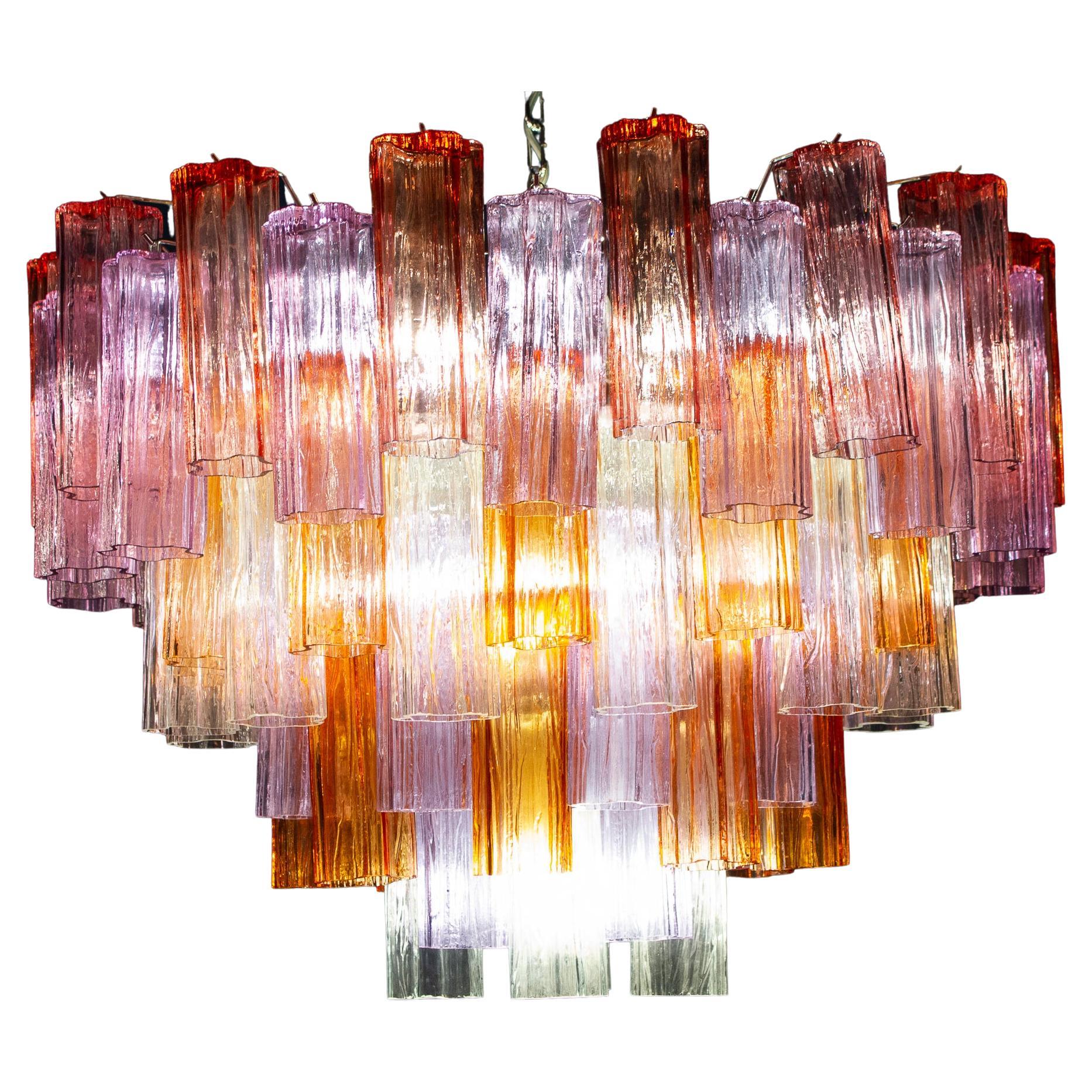 Midcentury Multicolored Murano Glass Tronchi Chandelier For Sale