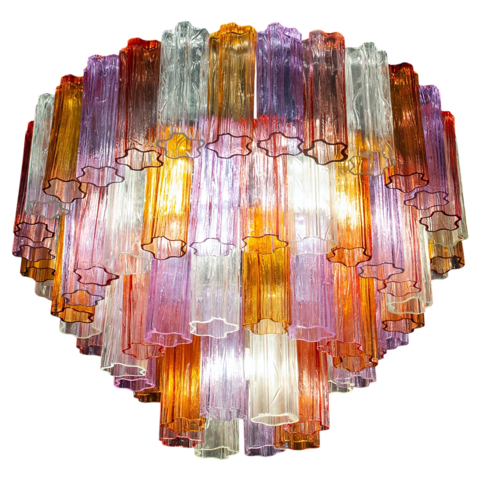 Mid-Century Multicolored Murano Glass Tronchi Chandelier