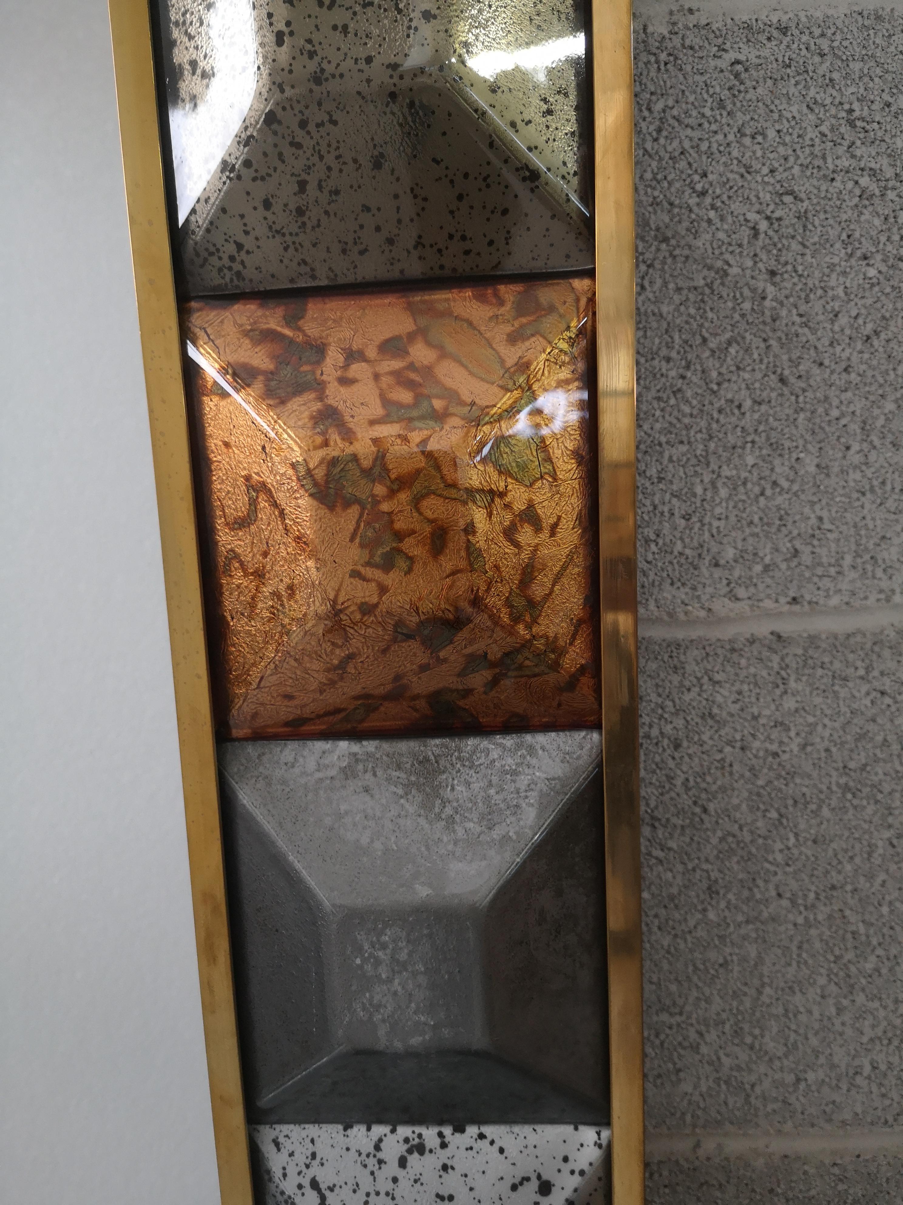 Italienischer Spiegel aus Muranoglas und Messing aus der Mitte des Jahrhunderts, 2000 im Angebot 5