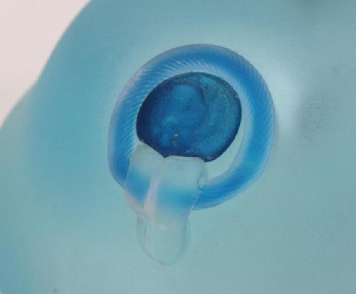 Italian Mid-Century Murano Art Glass Cenedese Blue Vetro Scavo Pendant Flush Fixture