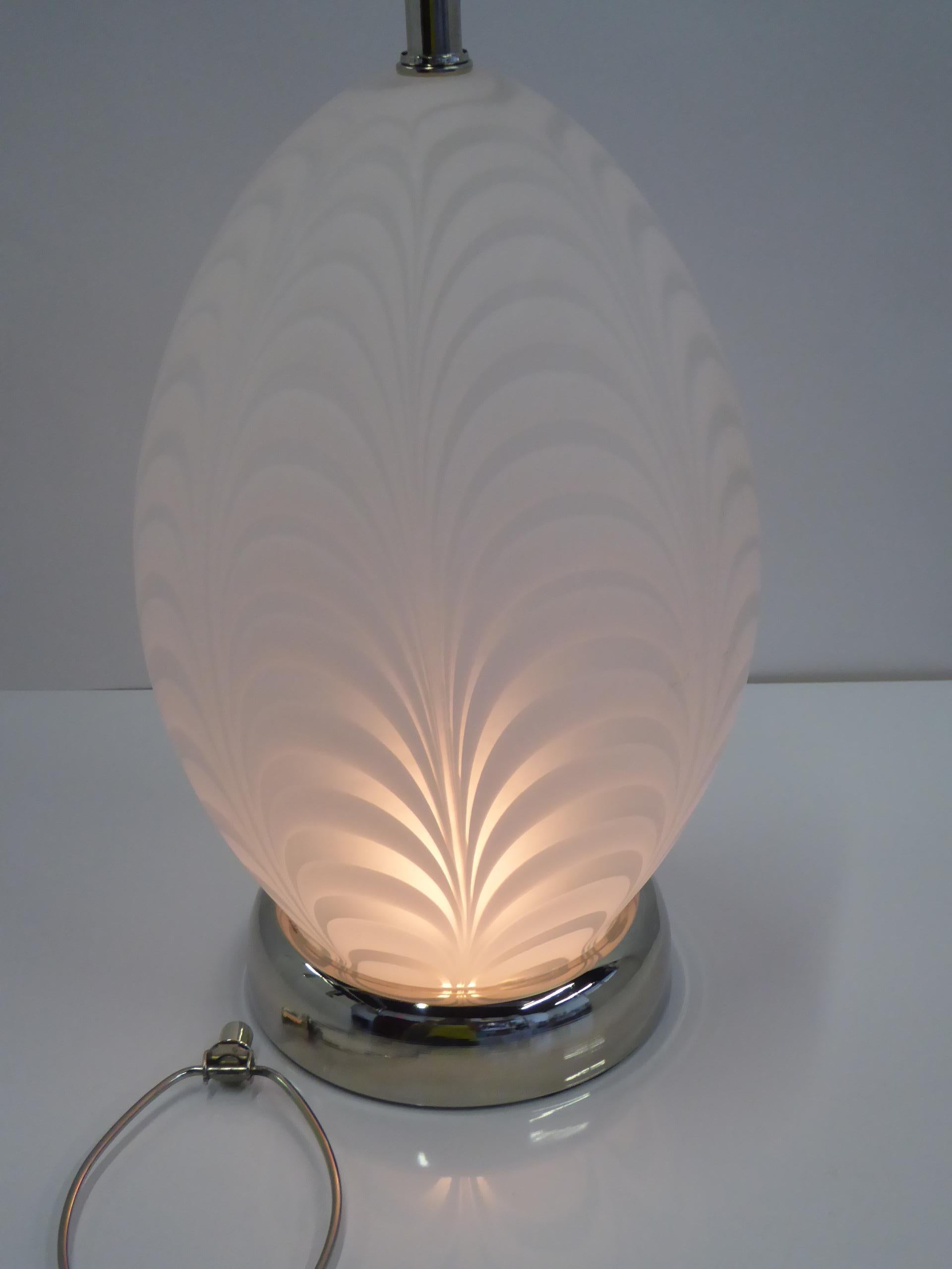 Murano Glass Mid Century Murano Art Glass Table Lamp with Inner Light Italy 1982